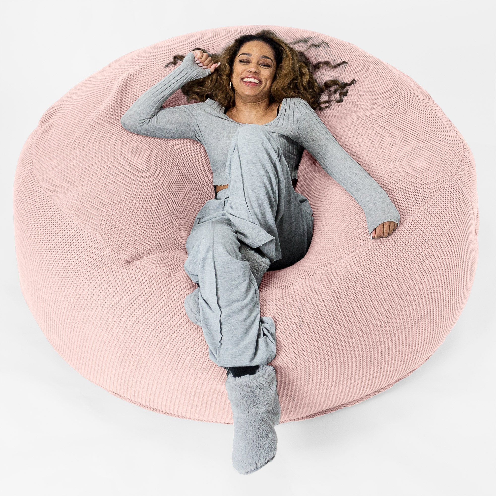 Jätte Saccosäck XXL 'Mega Mammut' - Ellos Grov stickning Baby rosa - Image 3
