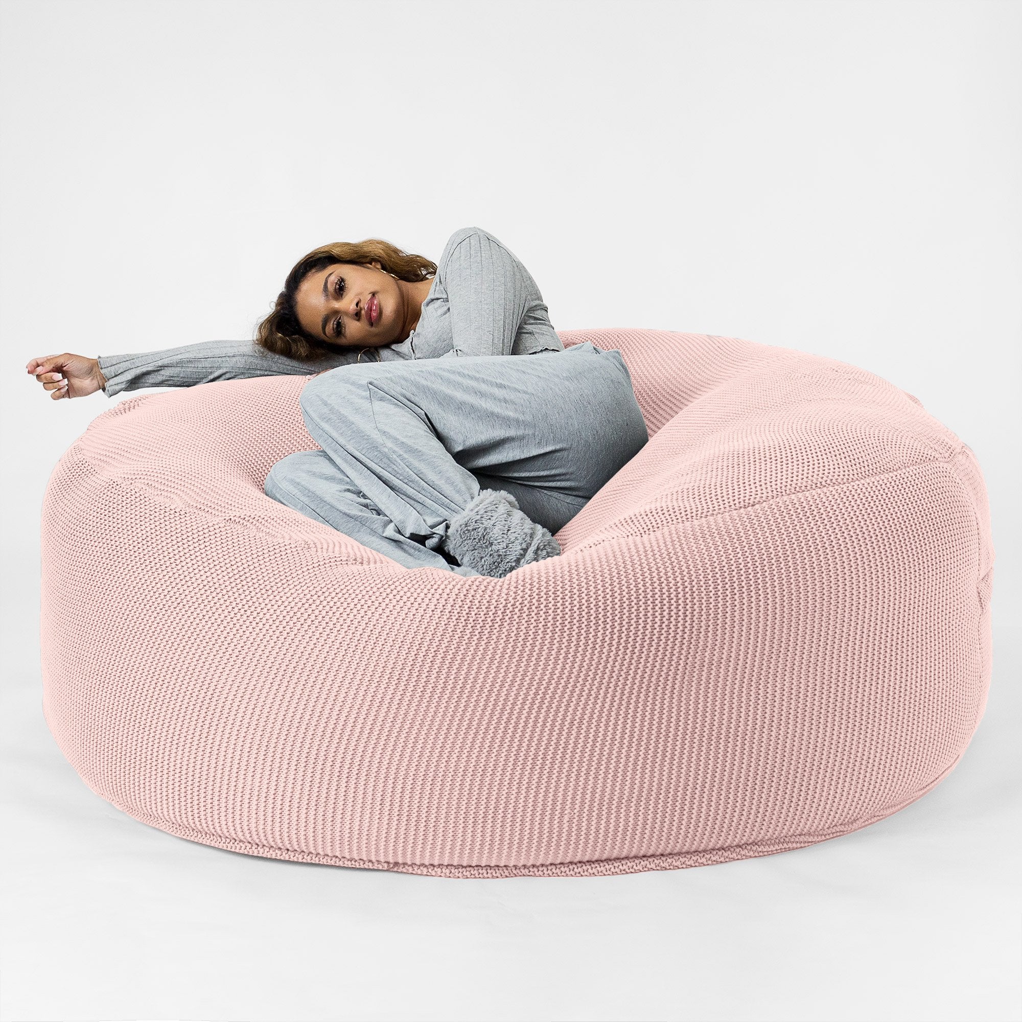 Jätte Saccosäck XXL 'Mega Mammut' - Ellos Grov stickning Baby rosa - Image 4