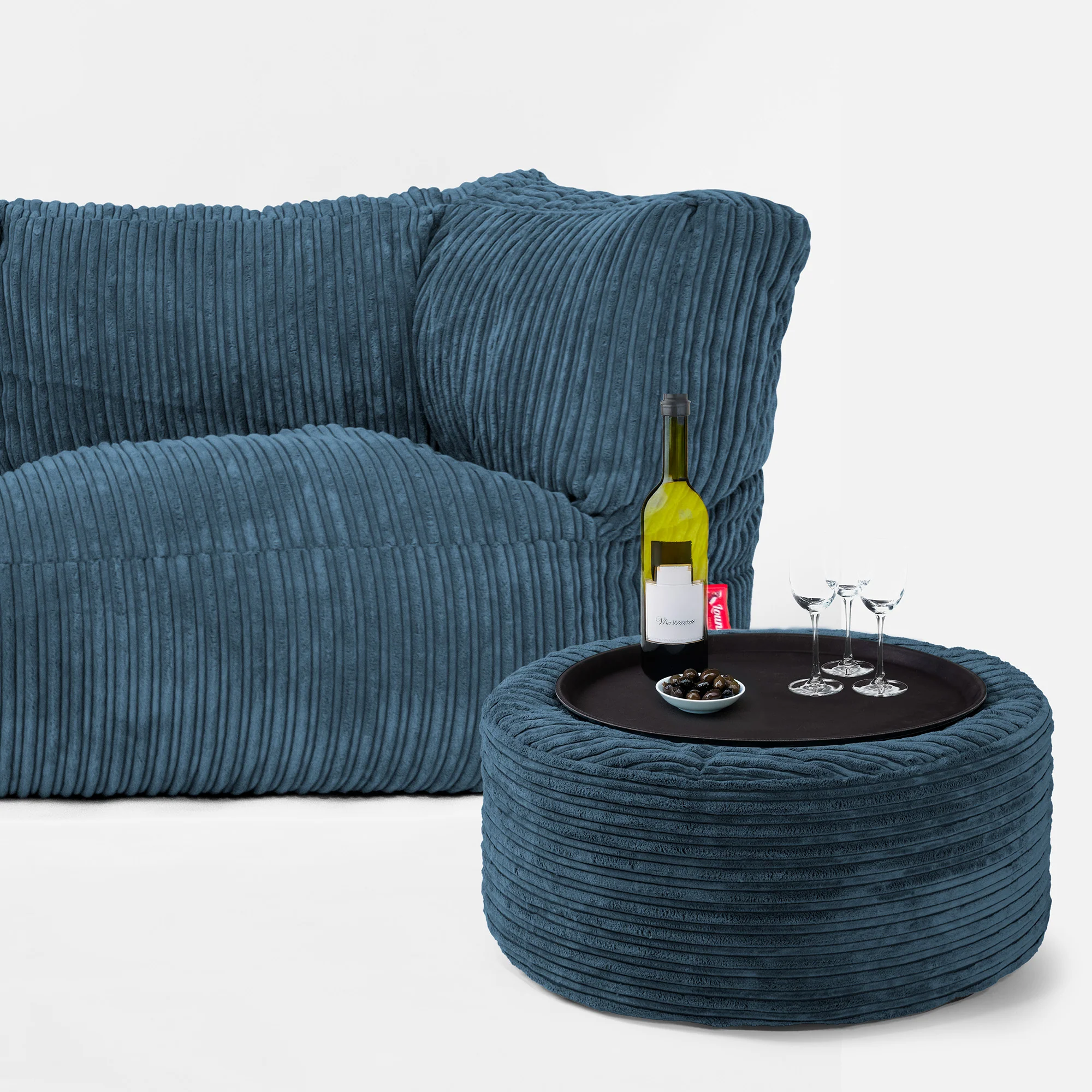 Albert 2-sits Saccosäcksoffa - Klassisk Manchestertyg Marinblå - Image 3