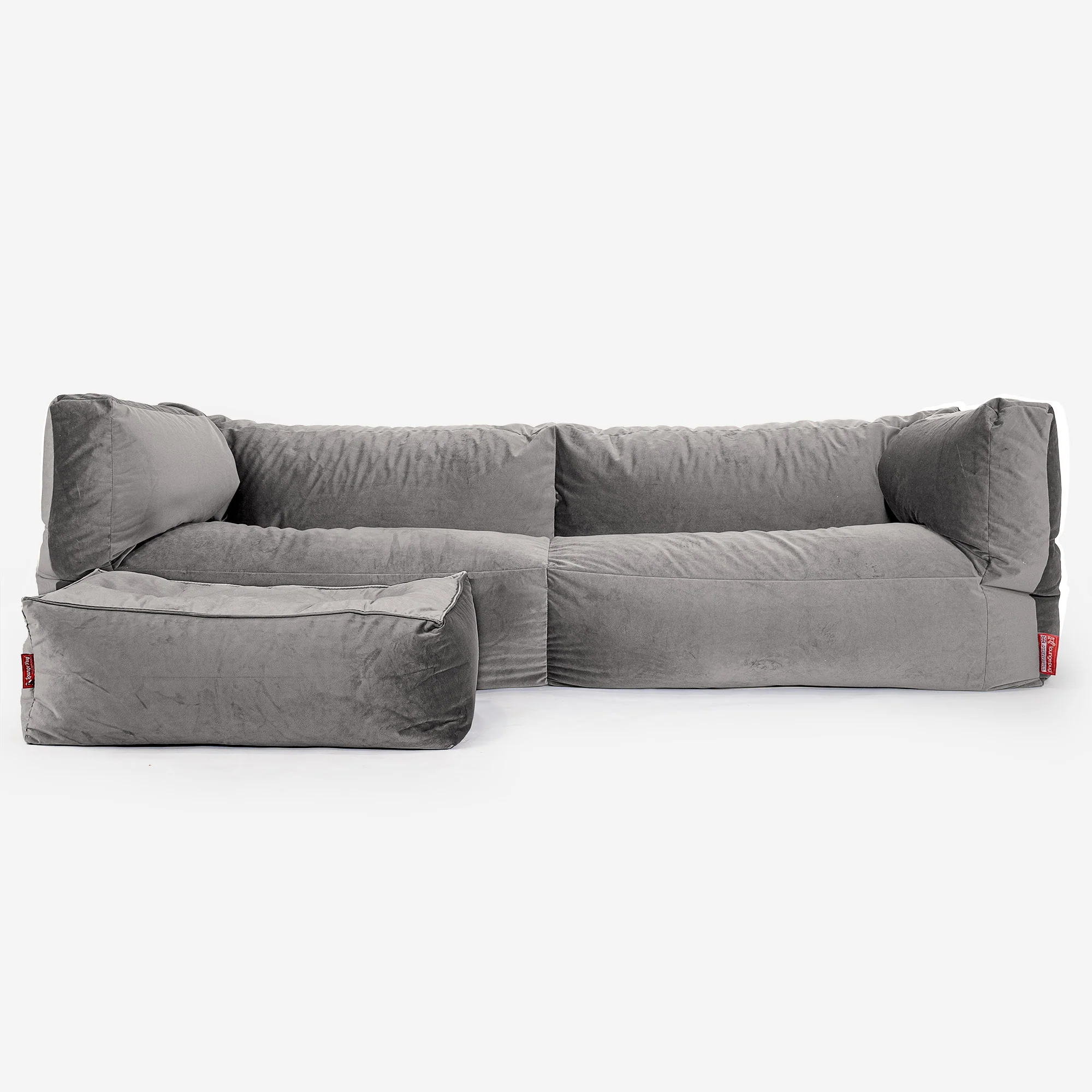 Albert 3-sits Saccosäcksoffa - Sammet Silverfärgad - Image 2