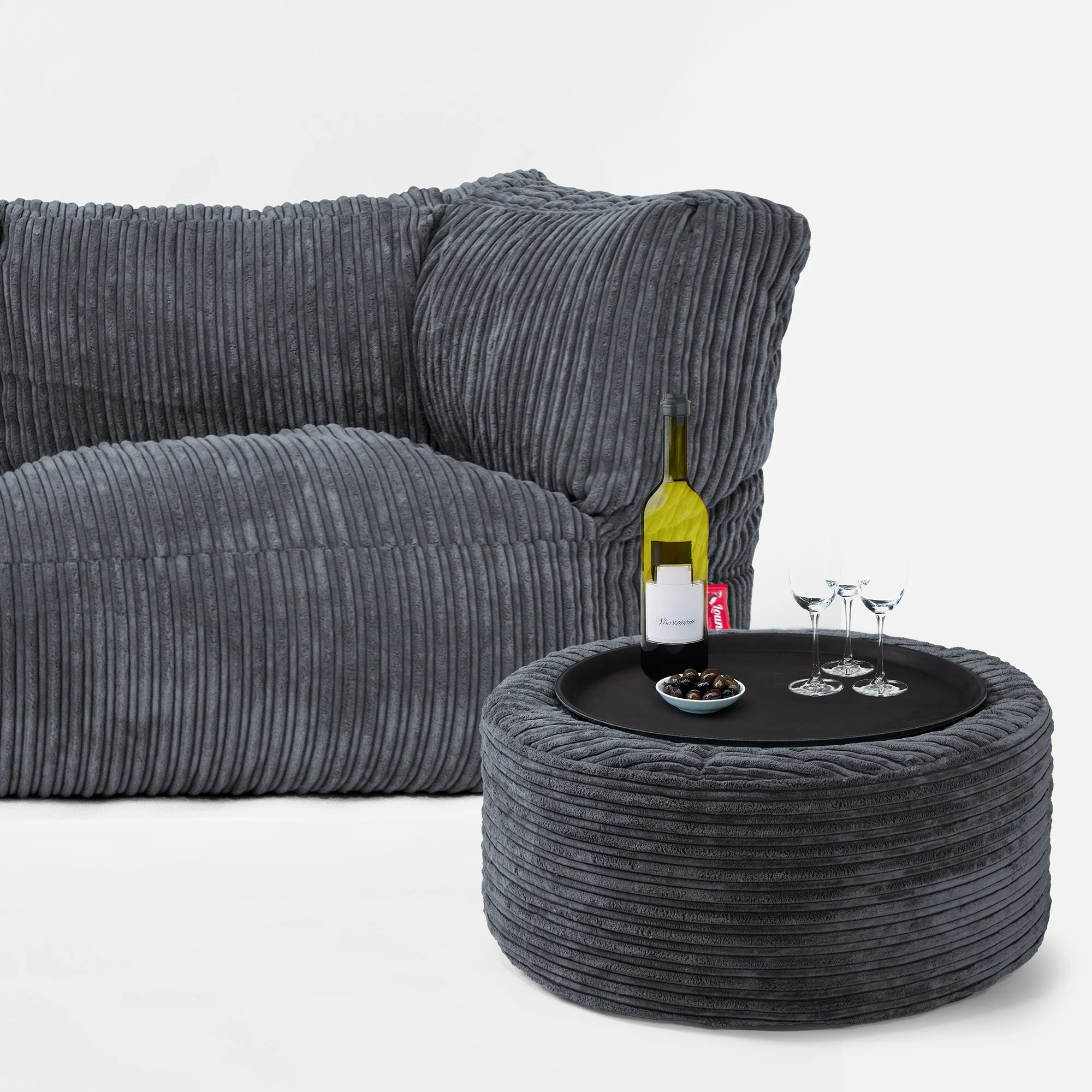 Albert 2-sits Saccosäcksoffa - Klassisk Manchestertyg Skiffergrå - Image 3