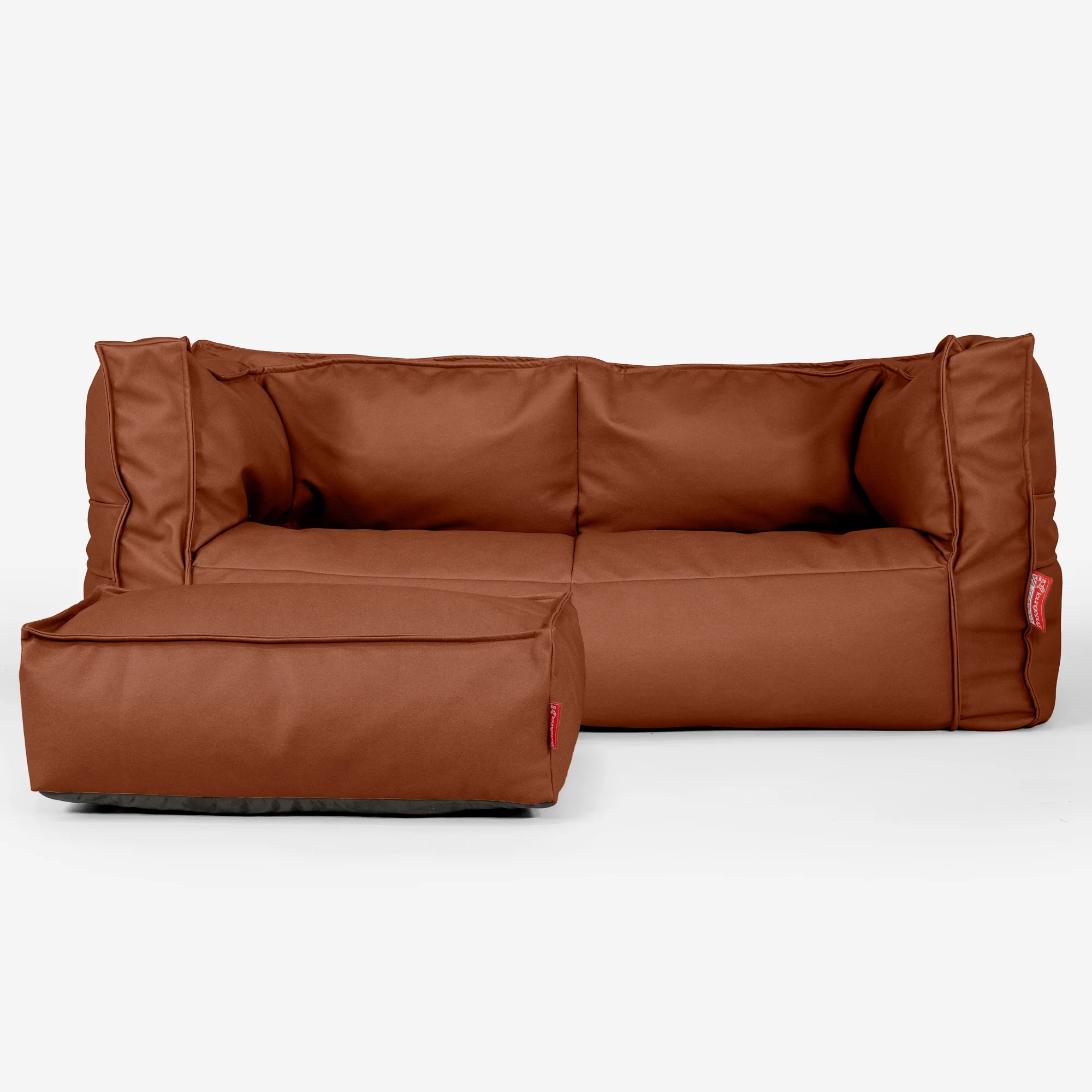 Albert 2-sits Saccosäcksoffa - Veganskt Läder Kastanj - Image 2