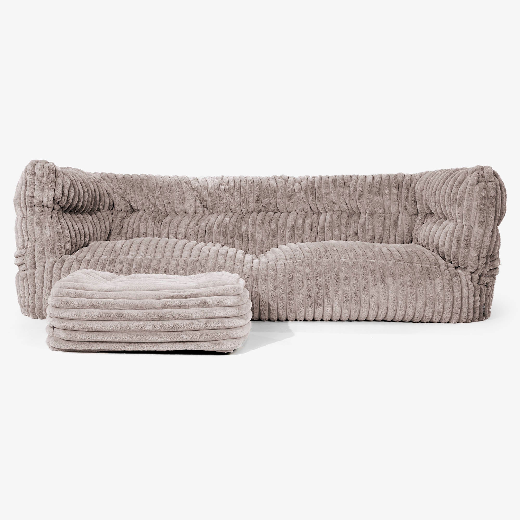 Louis 3-sits Saccosäcksoffa - Ultraplyschmanchestertyg Minkbrun - Image 2