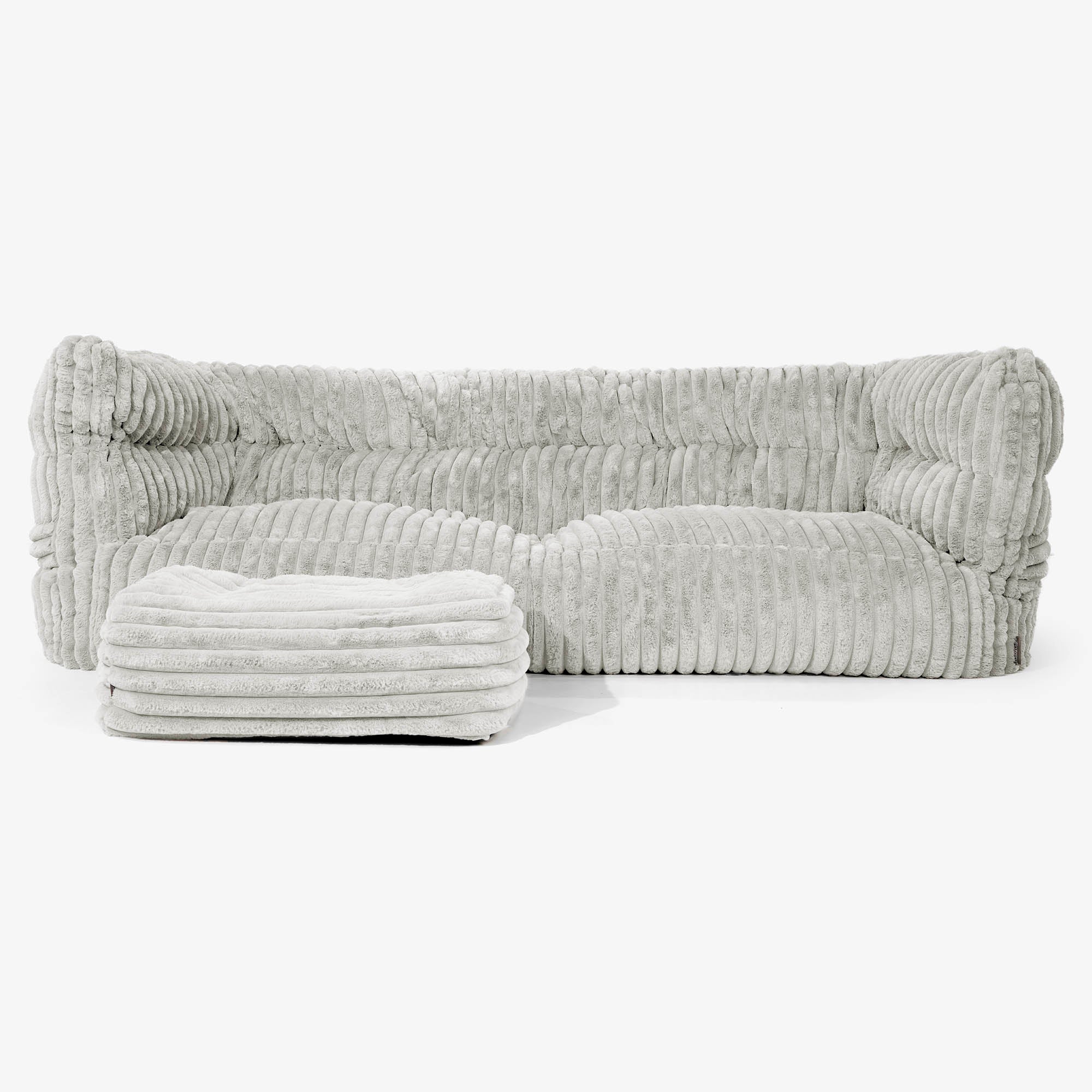 Louis 3-sits Saccosäcksoffa - Ultraplyschmanchestertyg Salviagrön - Image 2