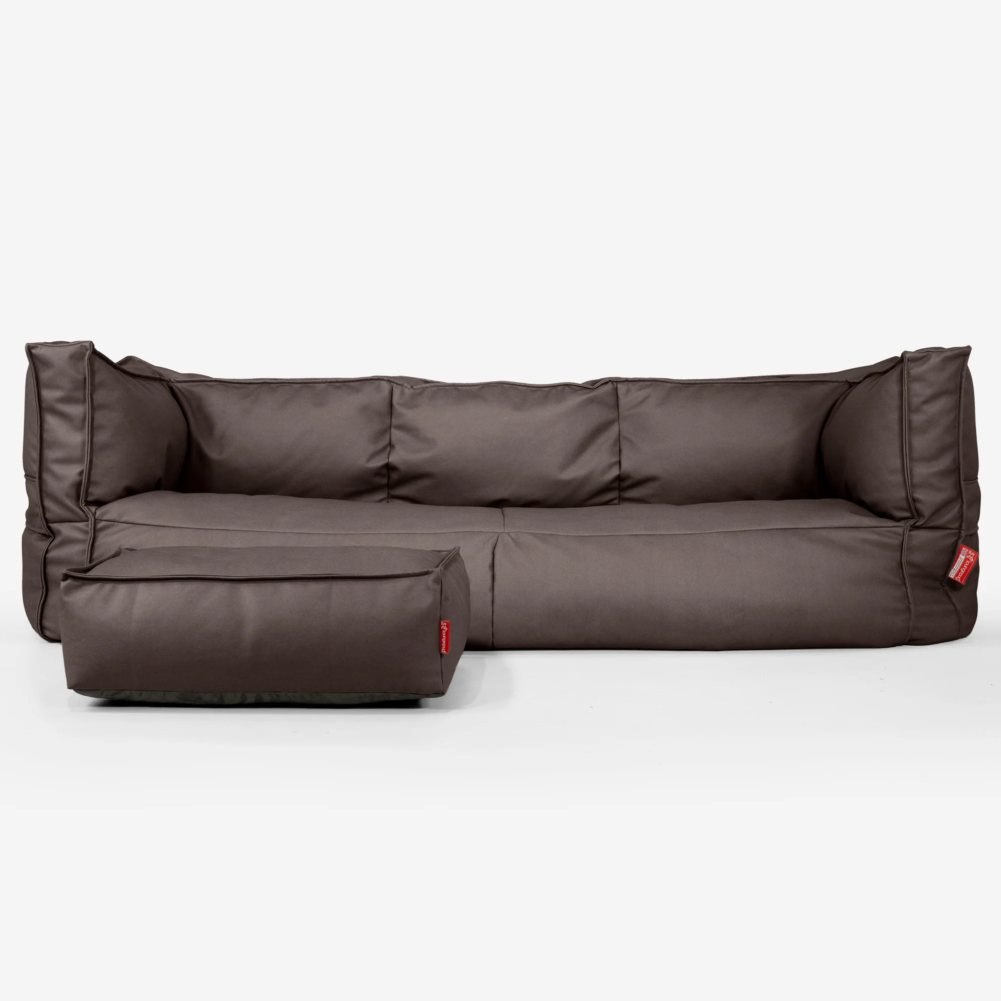 Albert 3-sits Saccosäcksoffa - Veganskt Läder Chokladbrun - Image 2