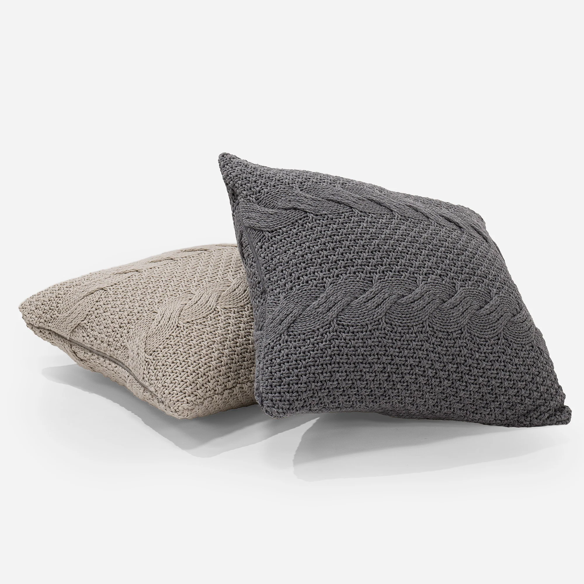 Kuddfodral 47 x 47cm - Stickad Cable Gräddvit - Image 3