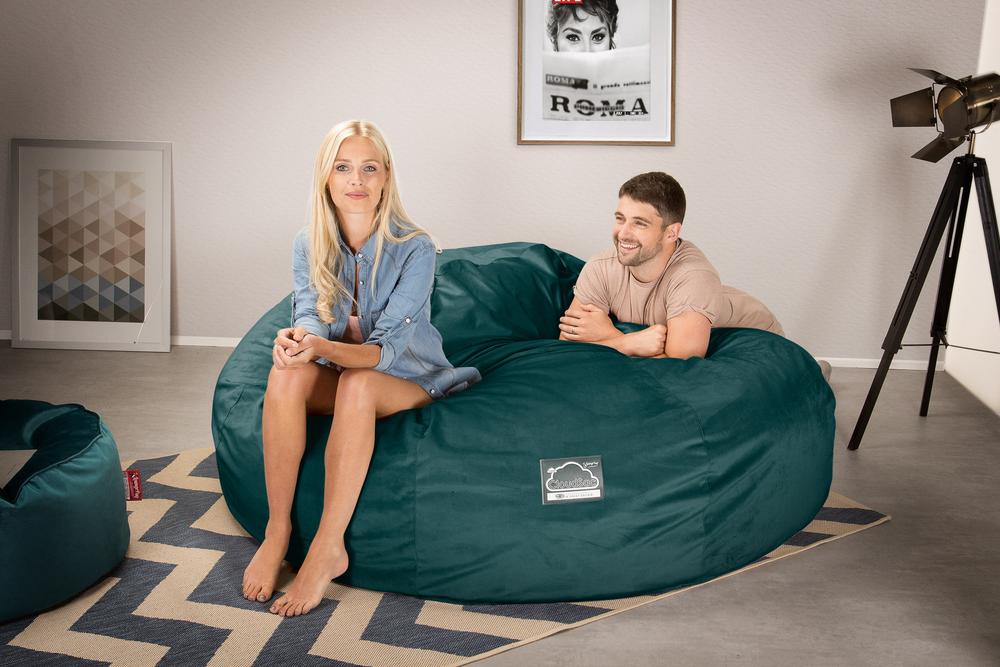 Dubbel Saccosäcksoffa XXL C3000-L, CloudSac Memoryskum - Sammet Teal - Image 2