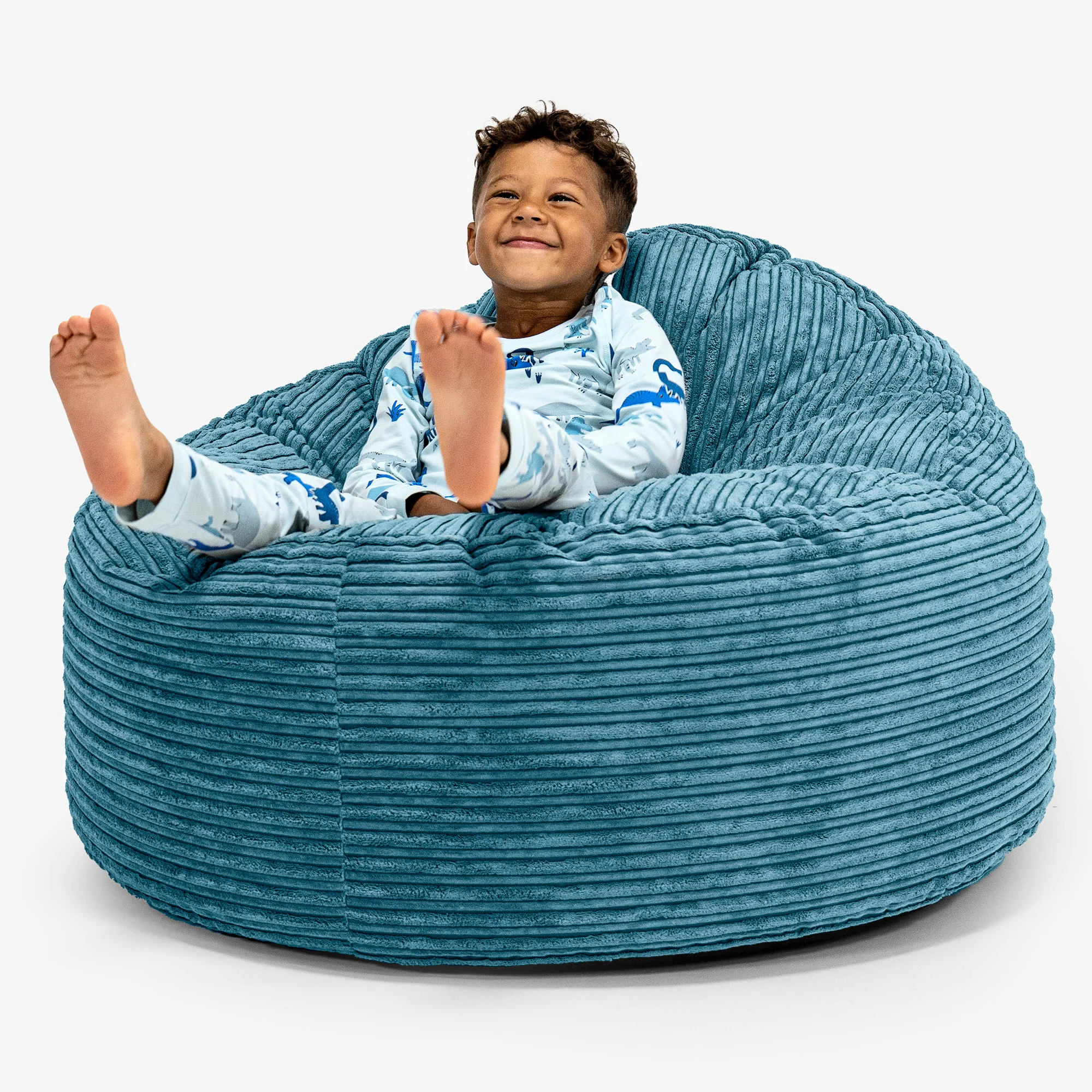 Enorm Snuggle-saccosäck för Barn 3-8 år - Klassisk Manchestertyg Turkos