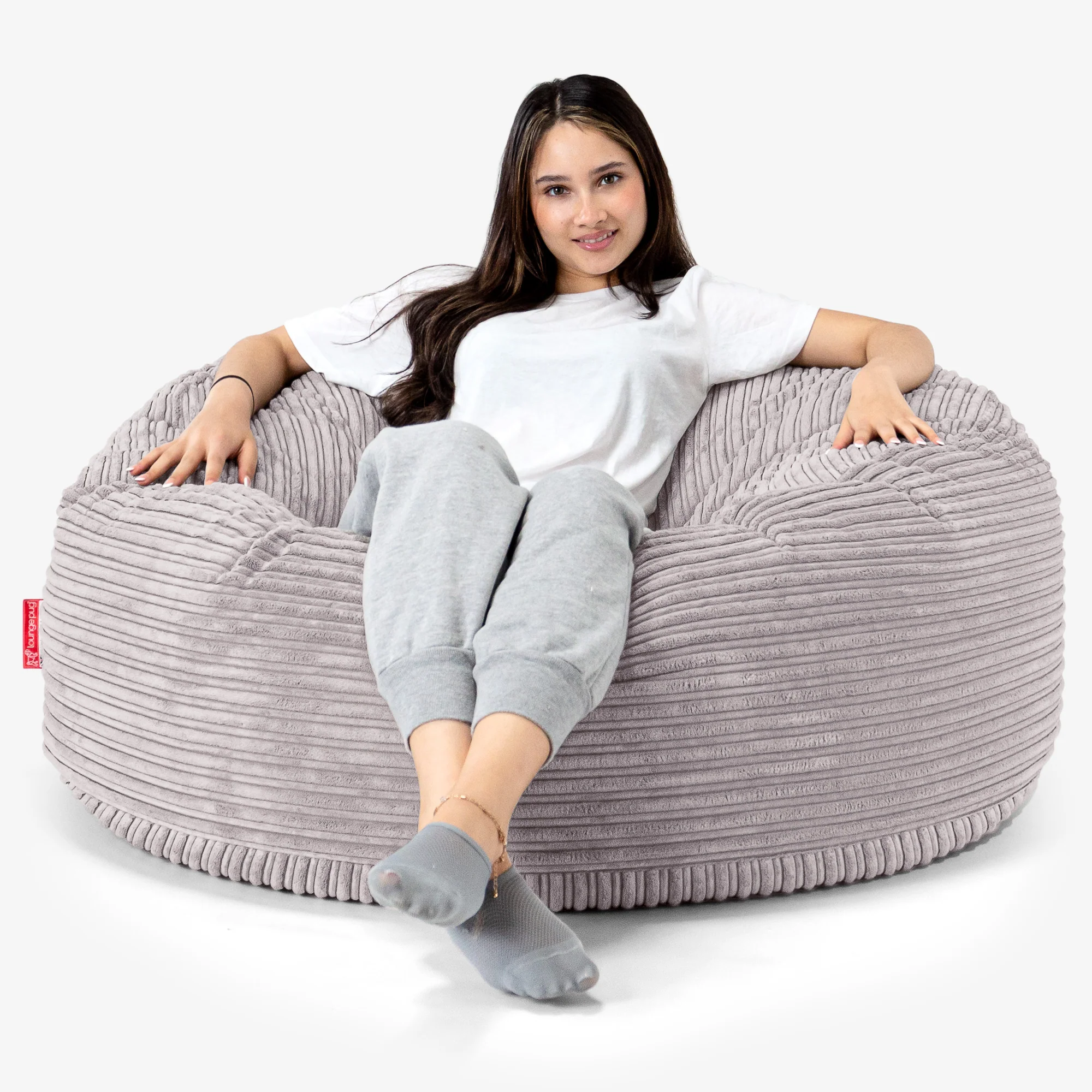 Jätte Saccosäck Soffa 'Mammut' - Klassisk Manchestertyg Silvergrå