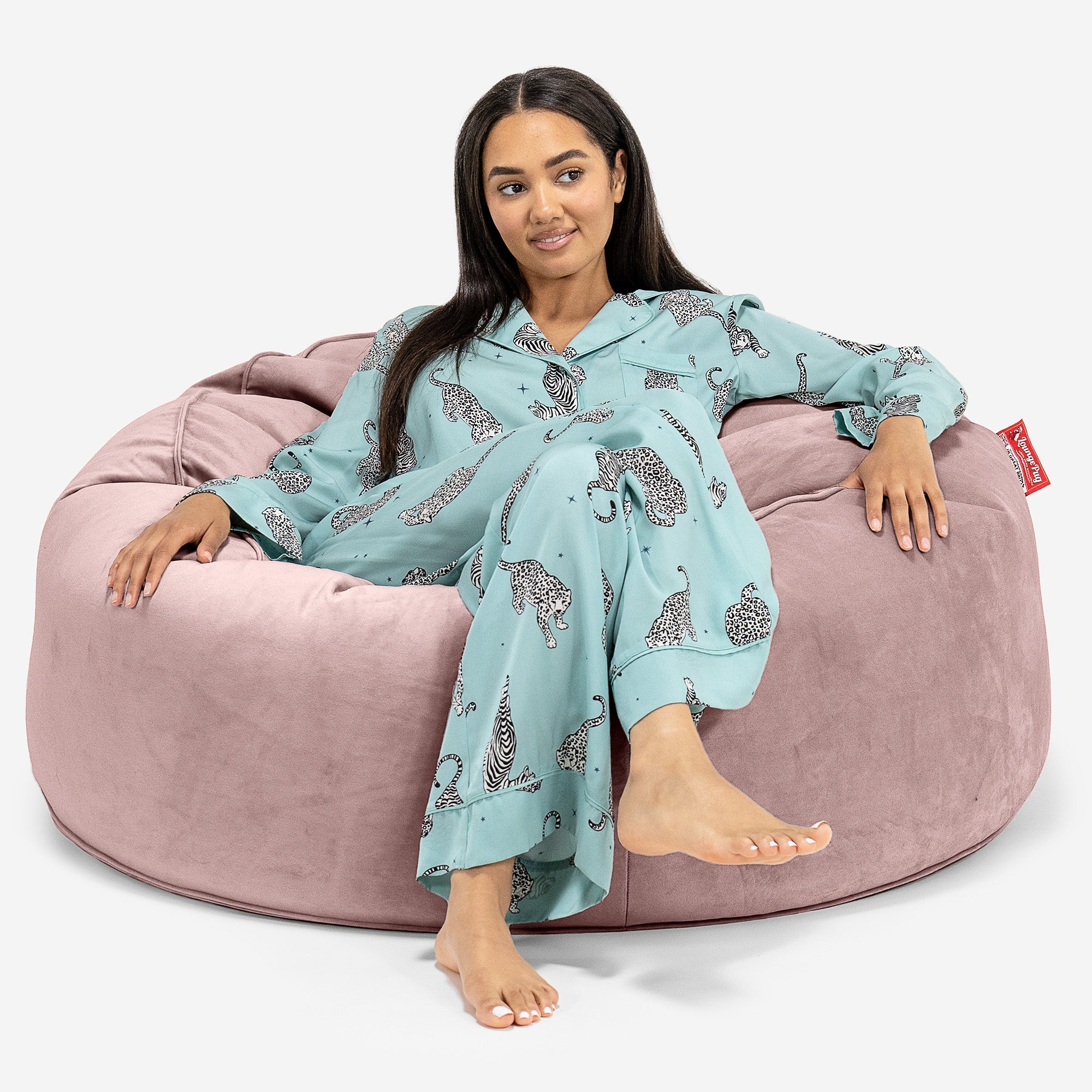 Jätte Saccosäck Soffa 'Mammut' - Sammet Rosa