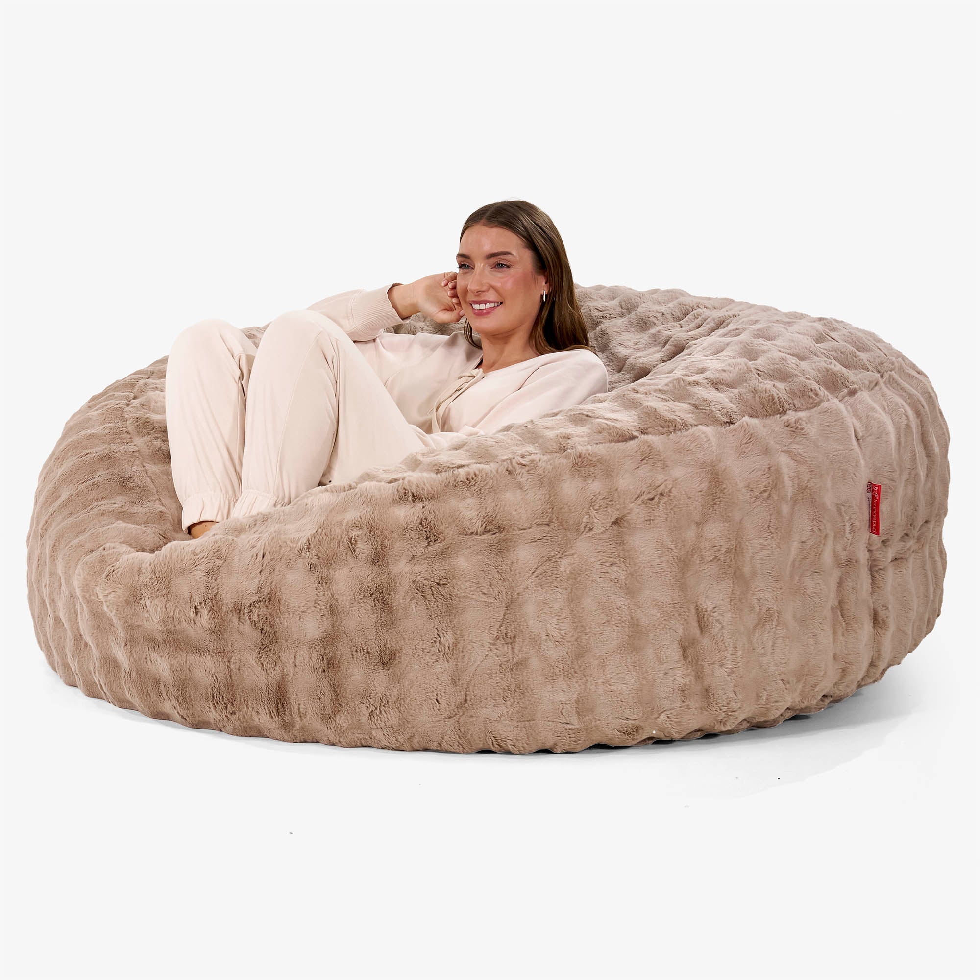 Jätte Saccosäck XXL 'Mega Mammut' - Fuskpäls Bubble Minkbrun - Image 3