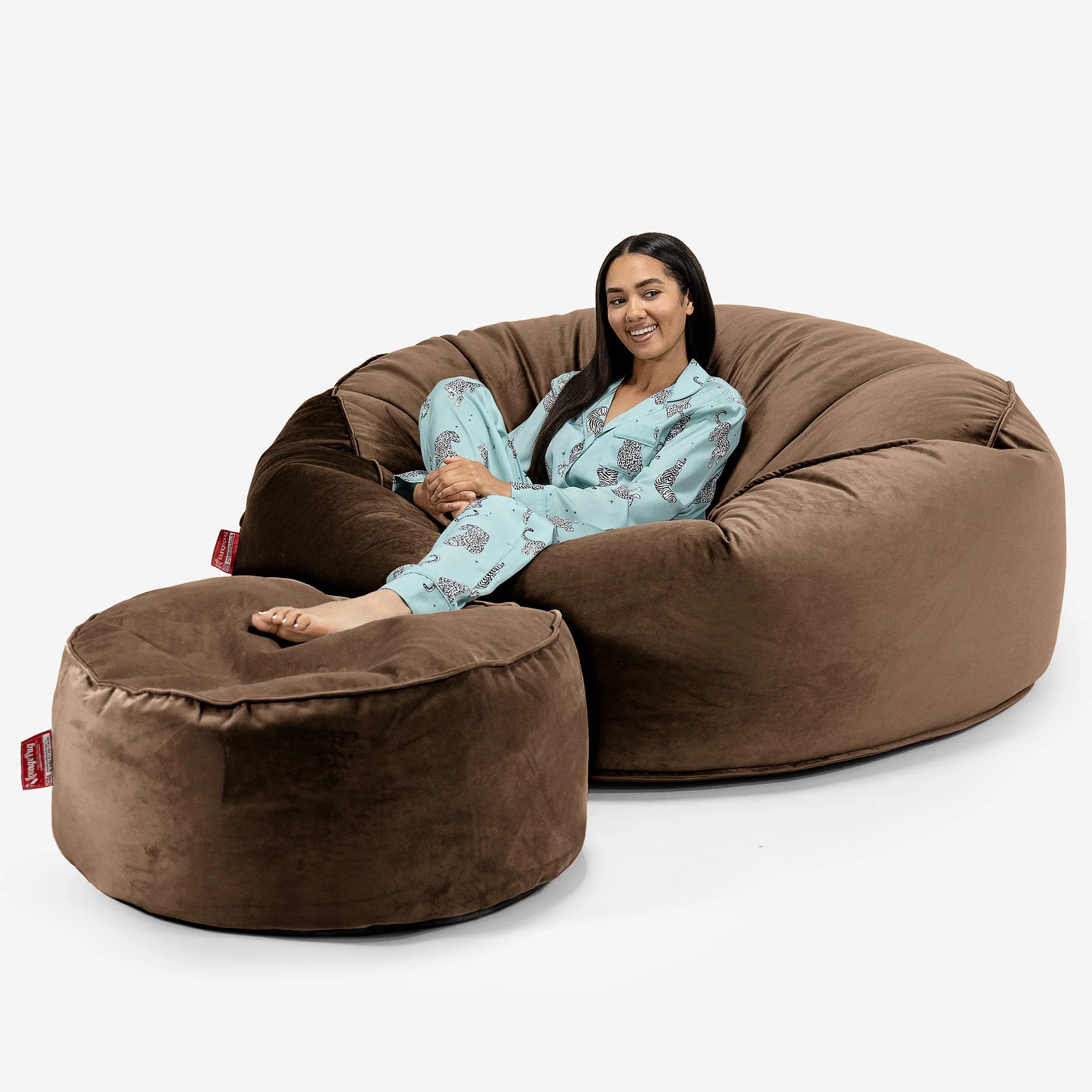 Jätte Saccosäck XXL 'Mega Mammut' - Sammet Espresso - Image 2