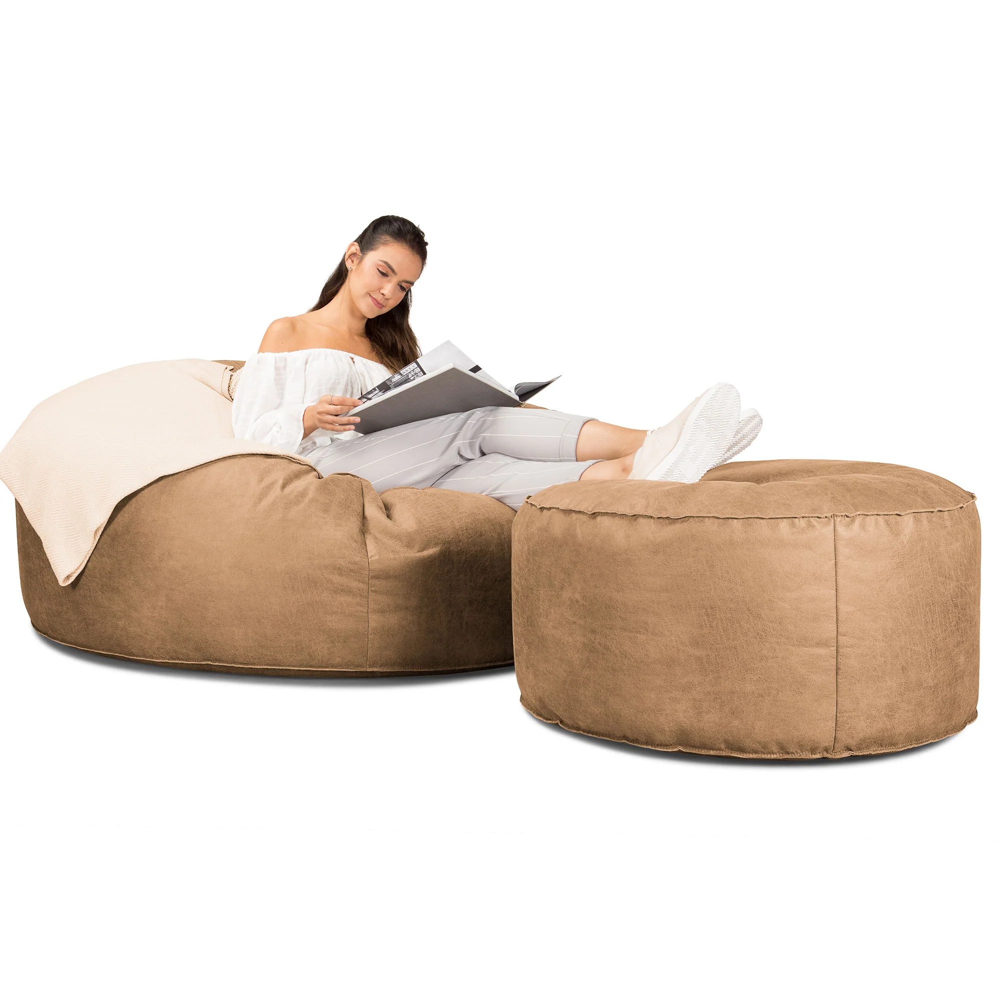 Jätte Saccosäck XXL 'Mega Mammut' - Vintage Konstläder Honungsgult - Image 2