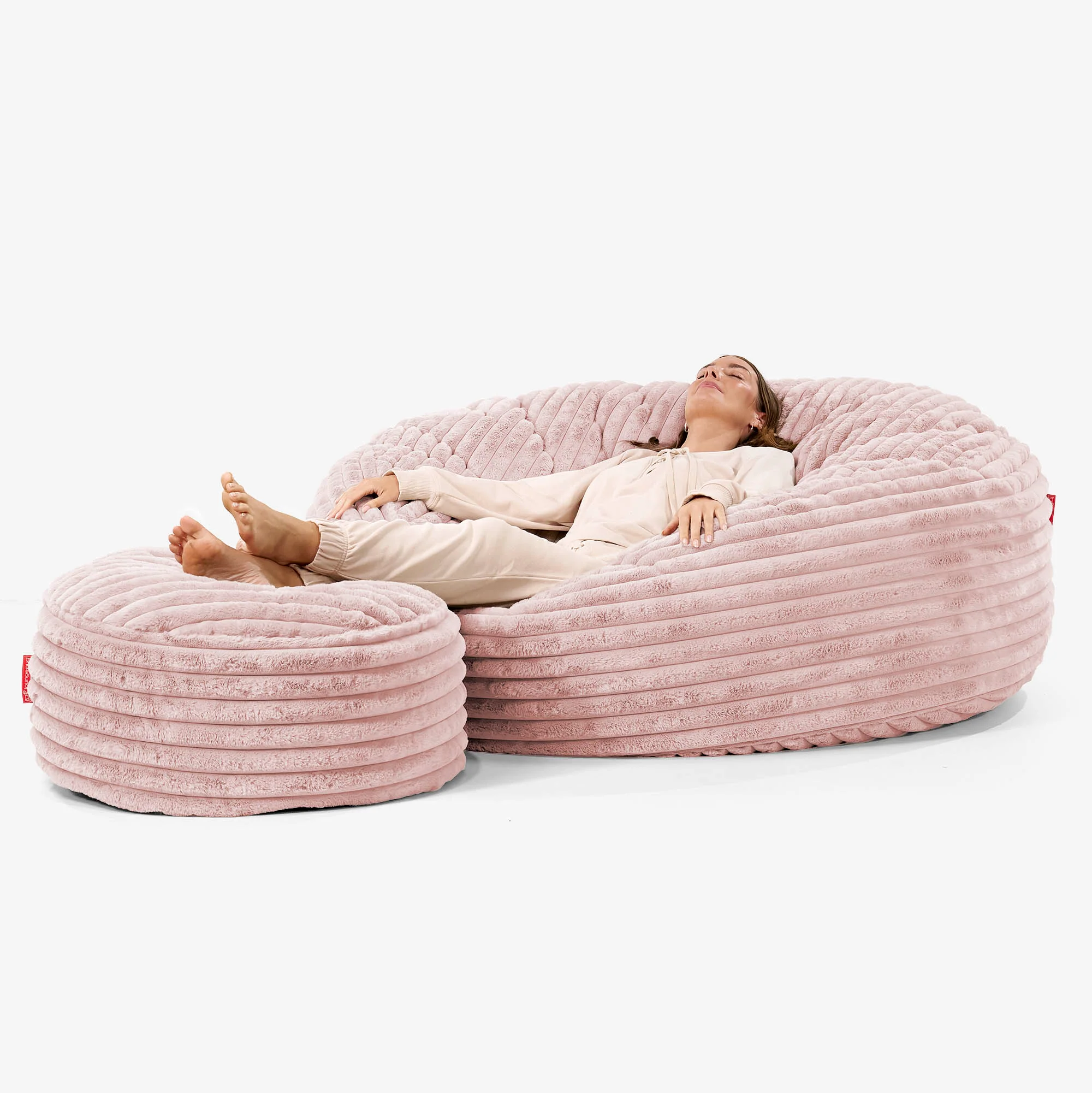 Jätte Saccosäck XXL 'Mega Mammut' - Ultraplyschmanchestertyg Gammelrosa - Image 2