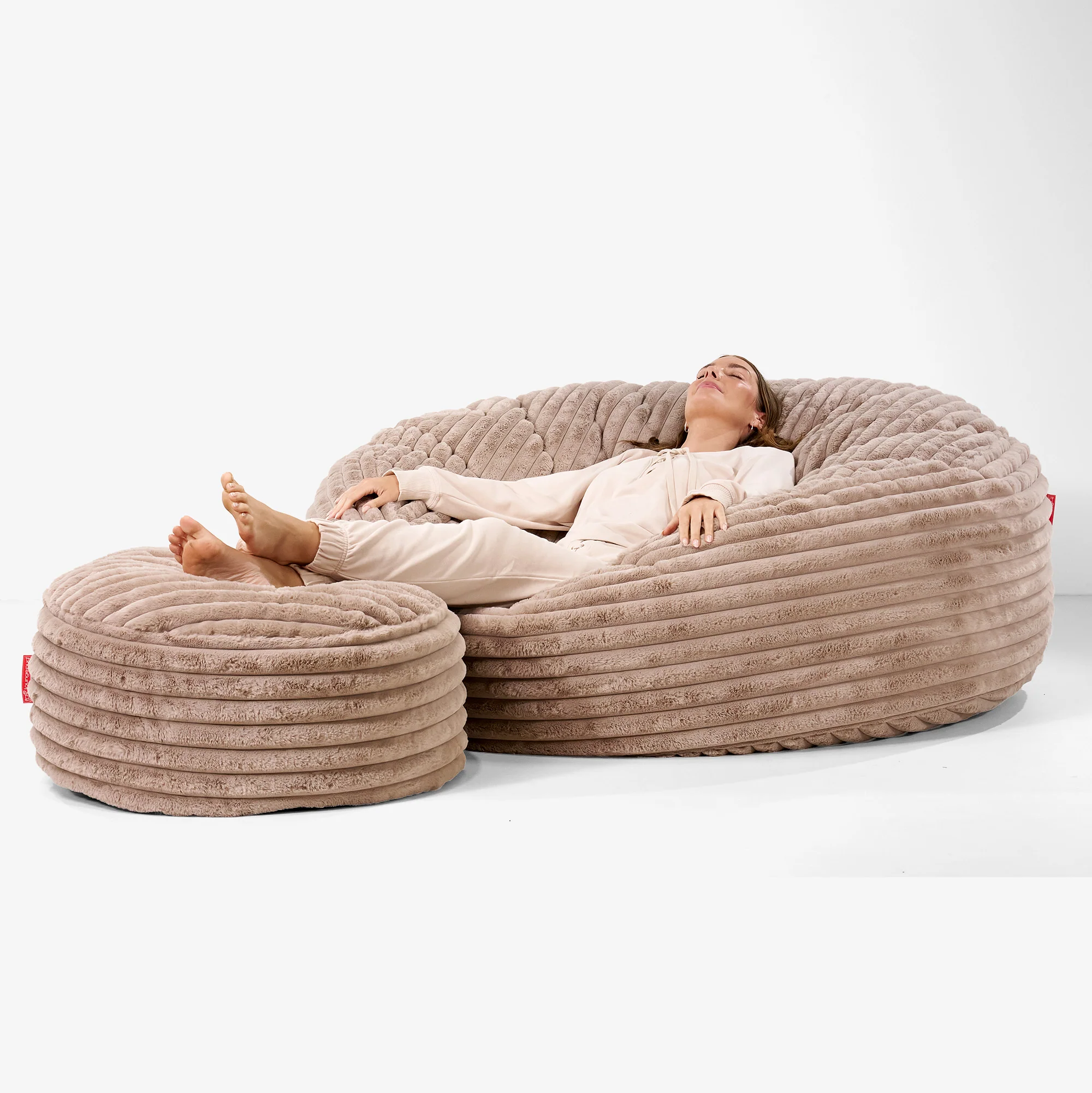 Jätte Saccosäck XXL 'Mega Mammut' - Ultraplyschmanchestertyg Minkbrun - Image 2