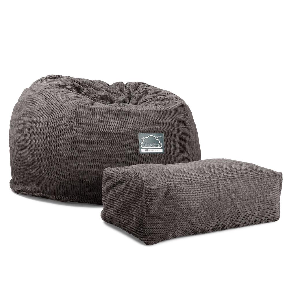 Jättesaccosäck C510-L, CloudSac Memoryskum - Pom-pom Mörkgrå - Image 5