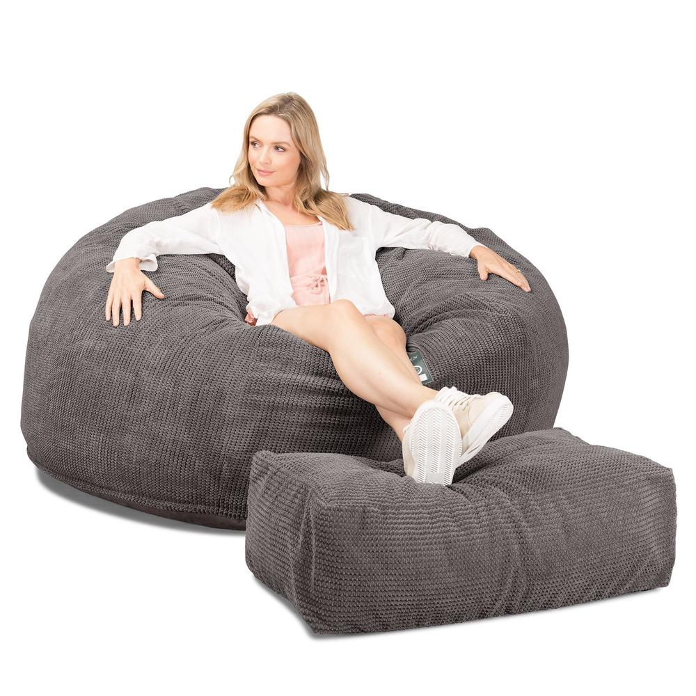 Jättesaccosäck XXL C1010-L, CloudSac Memoryskum - Pom-pom Mörkgrå - Image 4