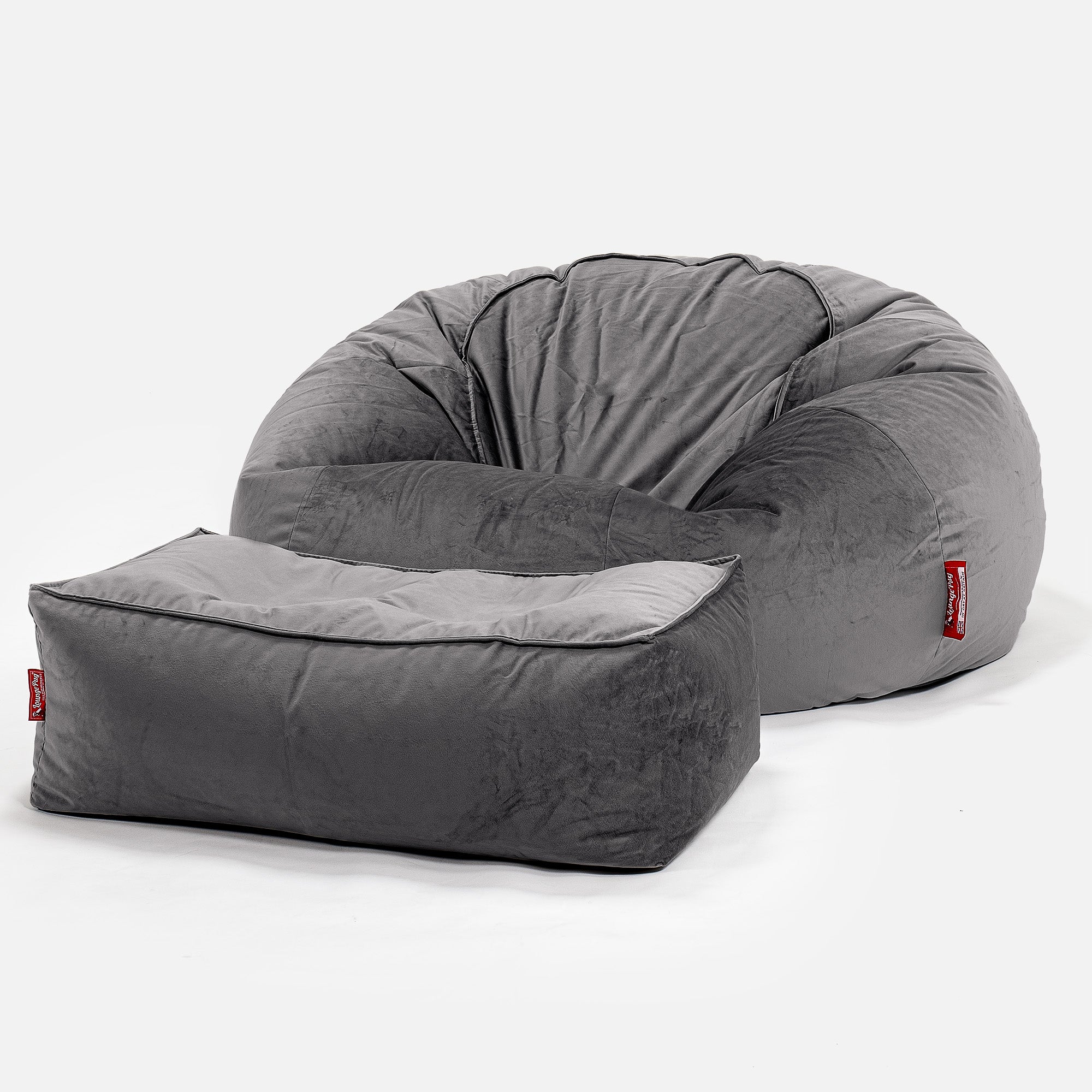 Klassisk Saccosäck Soffa - Sammet Grafitgrå - Image 2