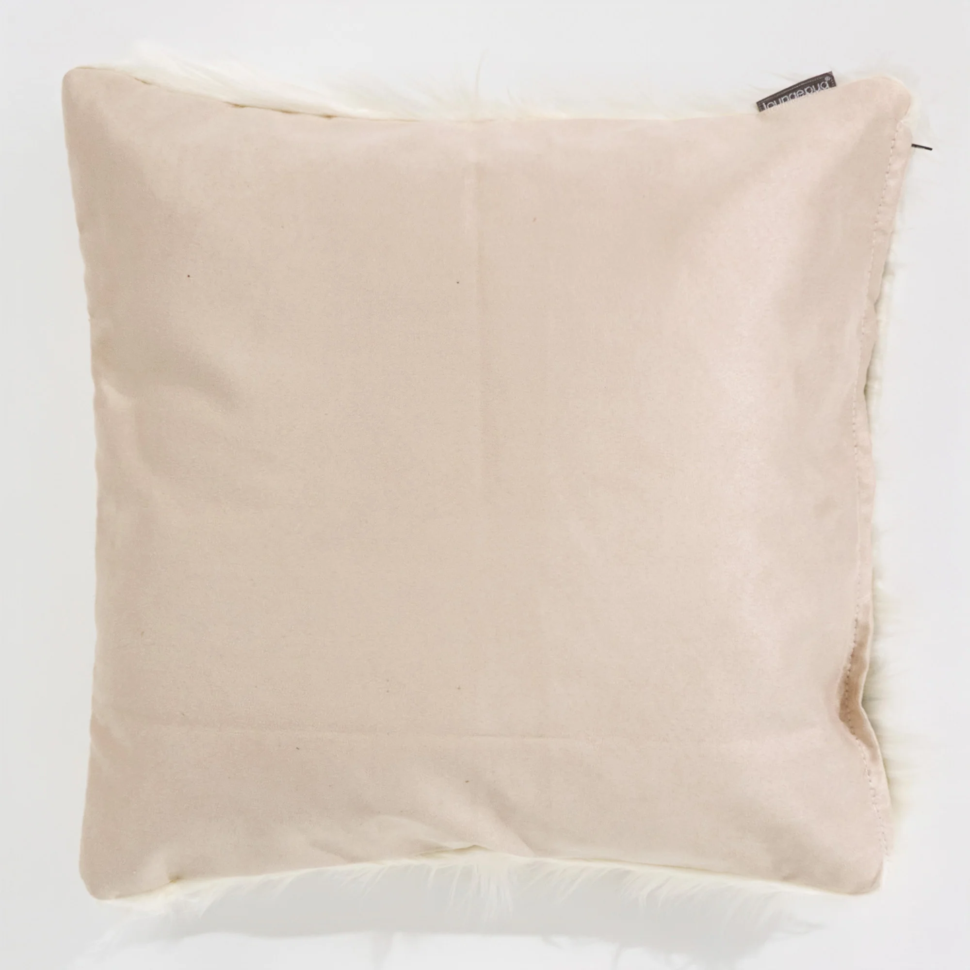 Kuddfodral 47 x 47cm - Mongoliskt Fuskpäls Gräddvit - Image 2