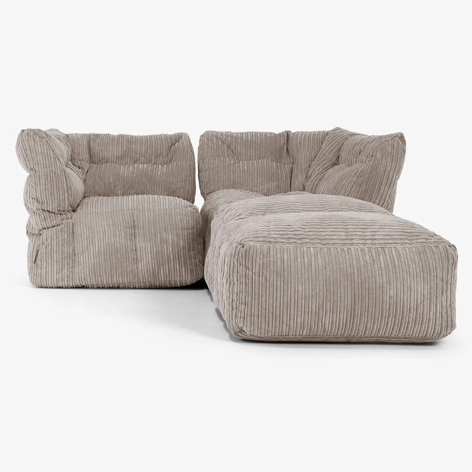 Modulsoffa 2-sits med Schäslong - Klassisk Manchestertyg Duvgrå