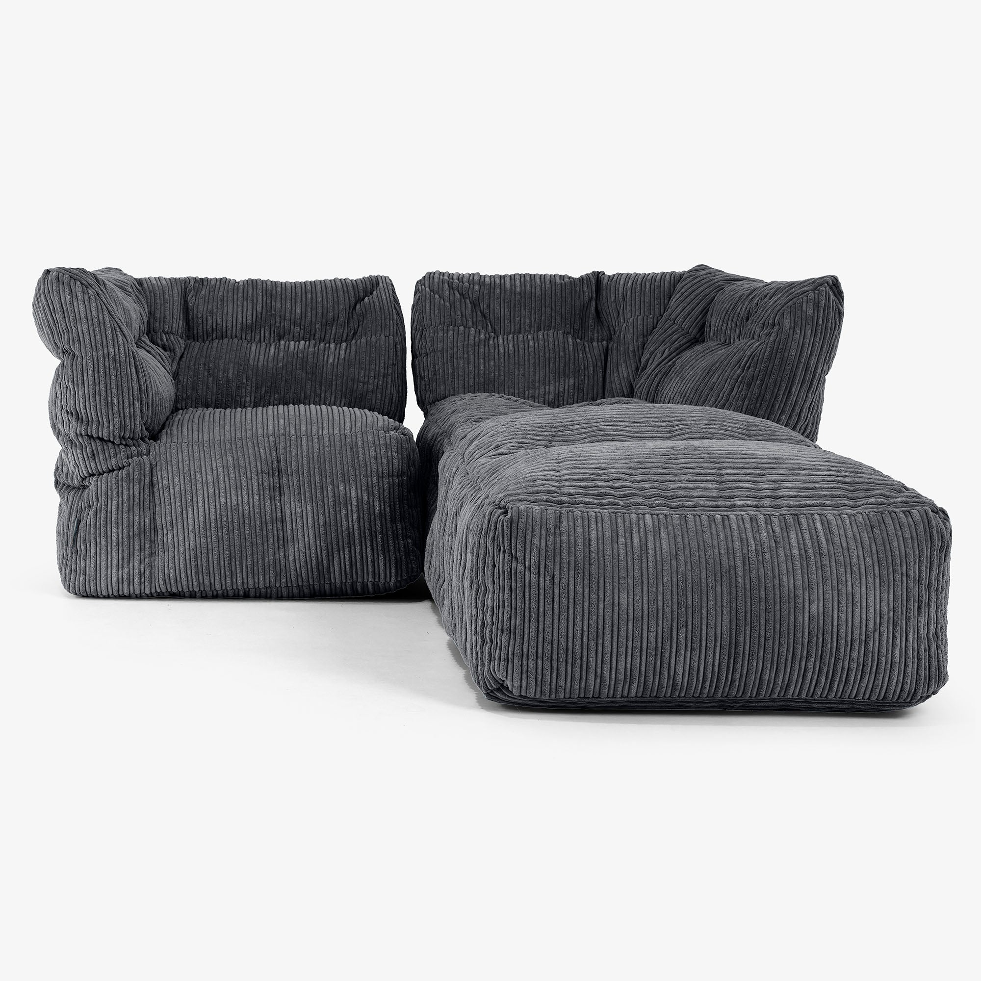 Modulsoffa 2-sits med Schäslong - Klassisk Manchestertyg Svart