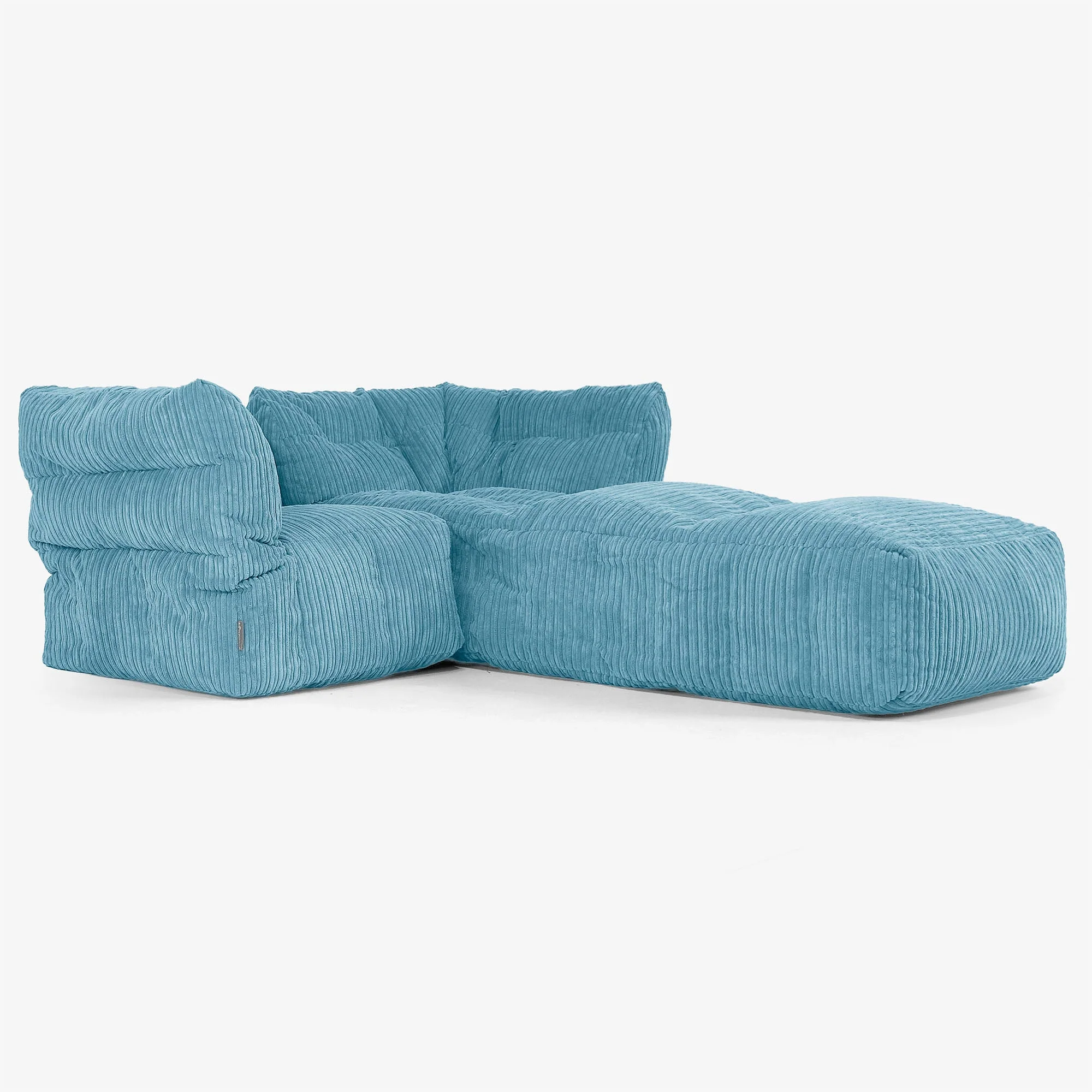 Modulsoffa 2-sits med Schäslong - Klassisk Manchestertyg Turkos - Image 2