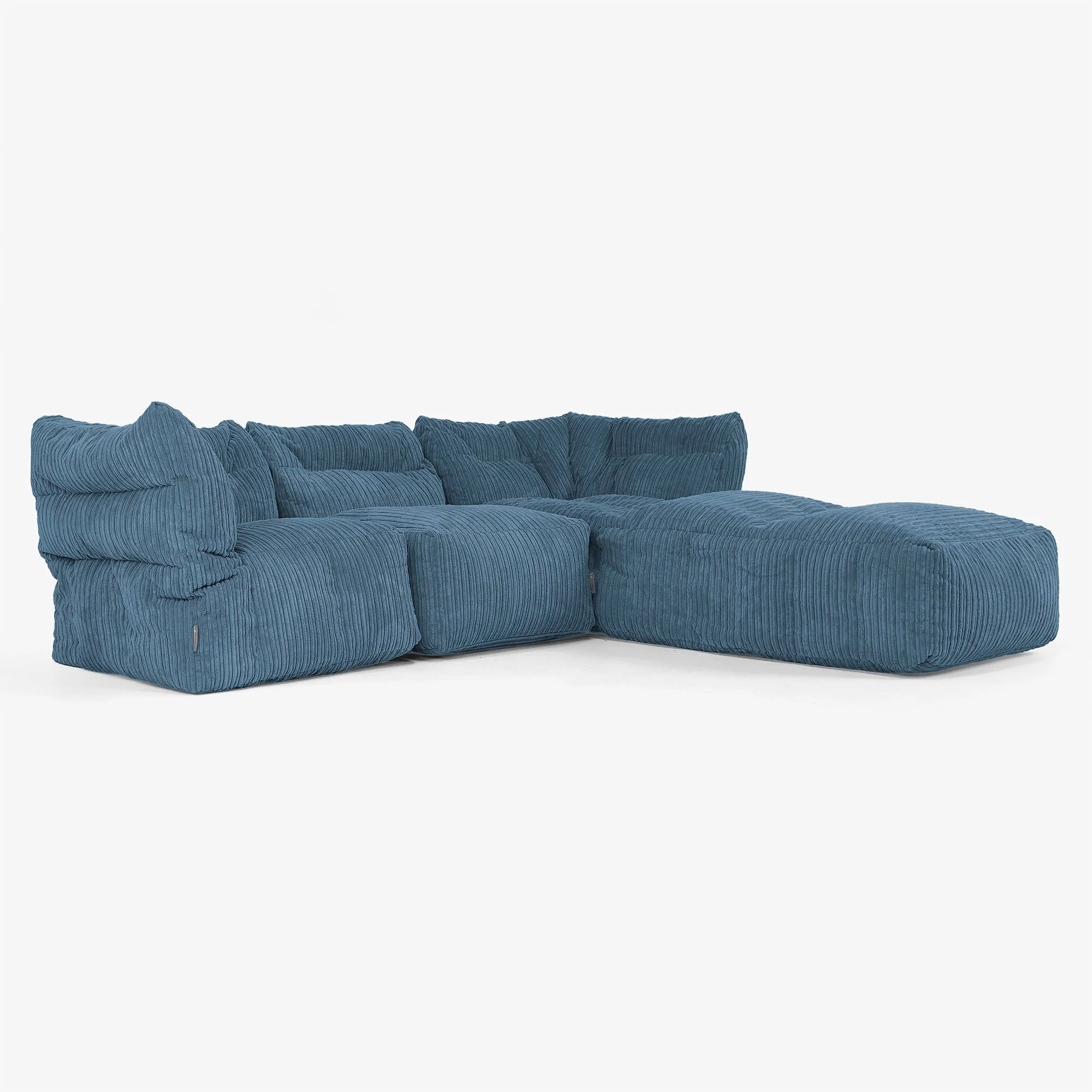 Modulsoffa 3-sits med Schäslong och Armstöd - Klassisk Manchestertyg Marinblå - Image 2