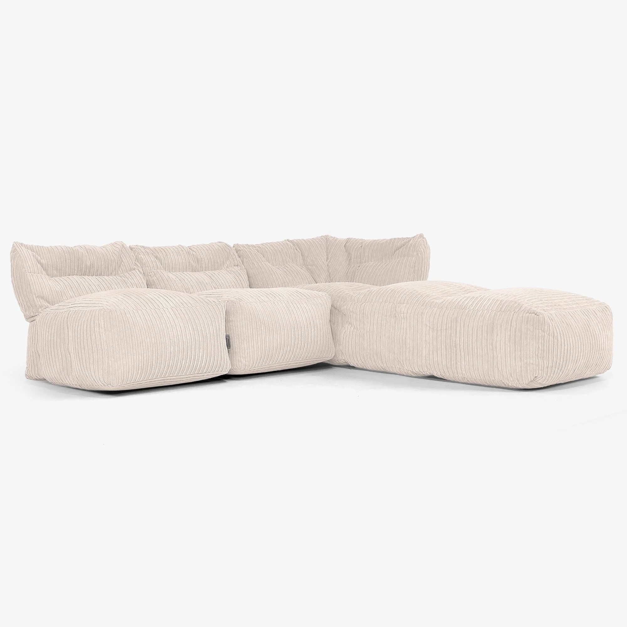 Modulsoffa 3-sits med Schäslong, utan Armstöd - Klassisk Manchestertyg Elfenbensvit - Image 2