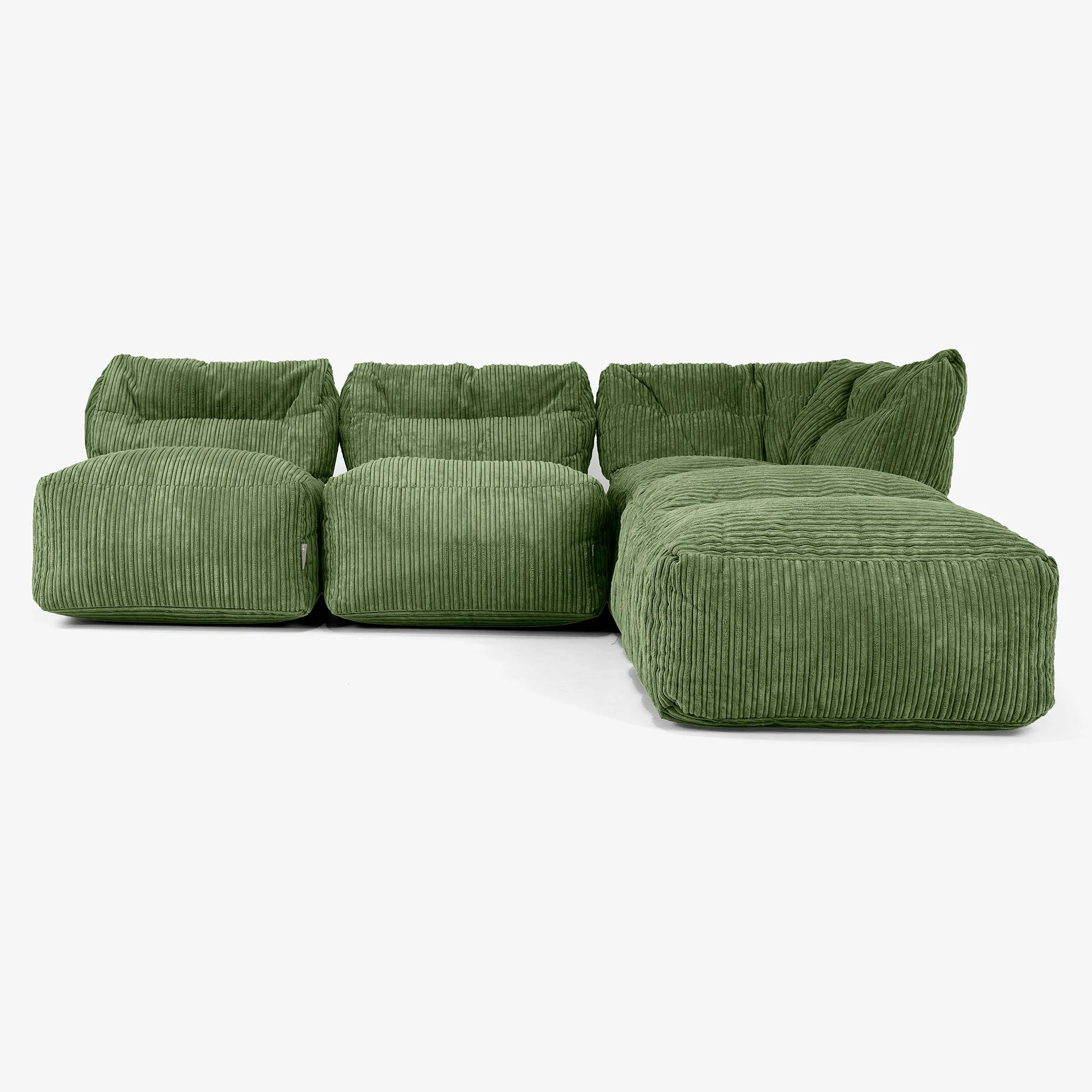 Modulsoffa 3-sits med Schäslong, utan Armstöd - Klassisk Manchestertyg Skogsgrön