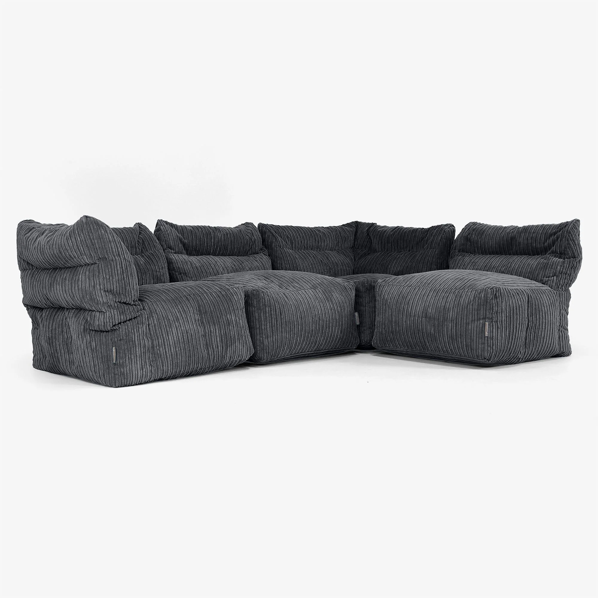 Modulsoffa 4-sits - Klassisk Manchestertyg Svart - Image 4