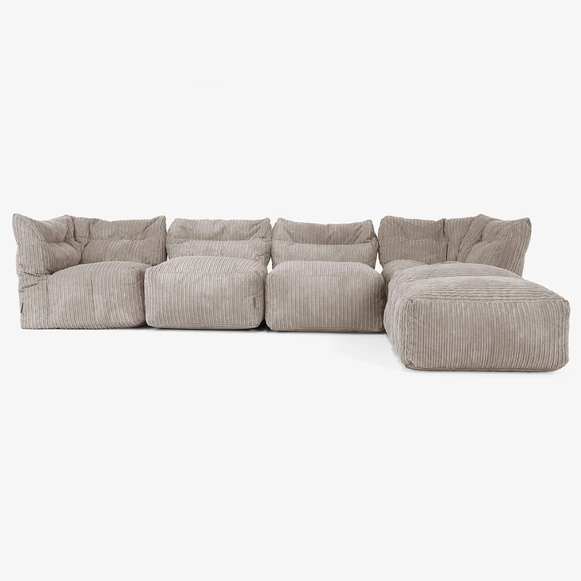 Modulsoffa 4-sits med Schäslong - Klassisk Manchestertyg Duvgrå