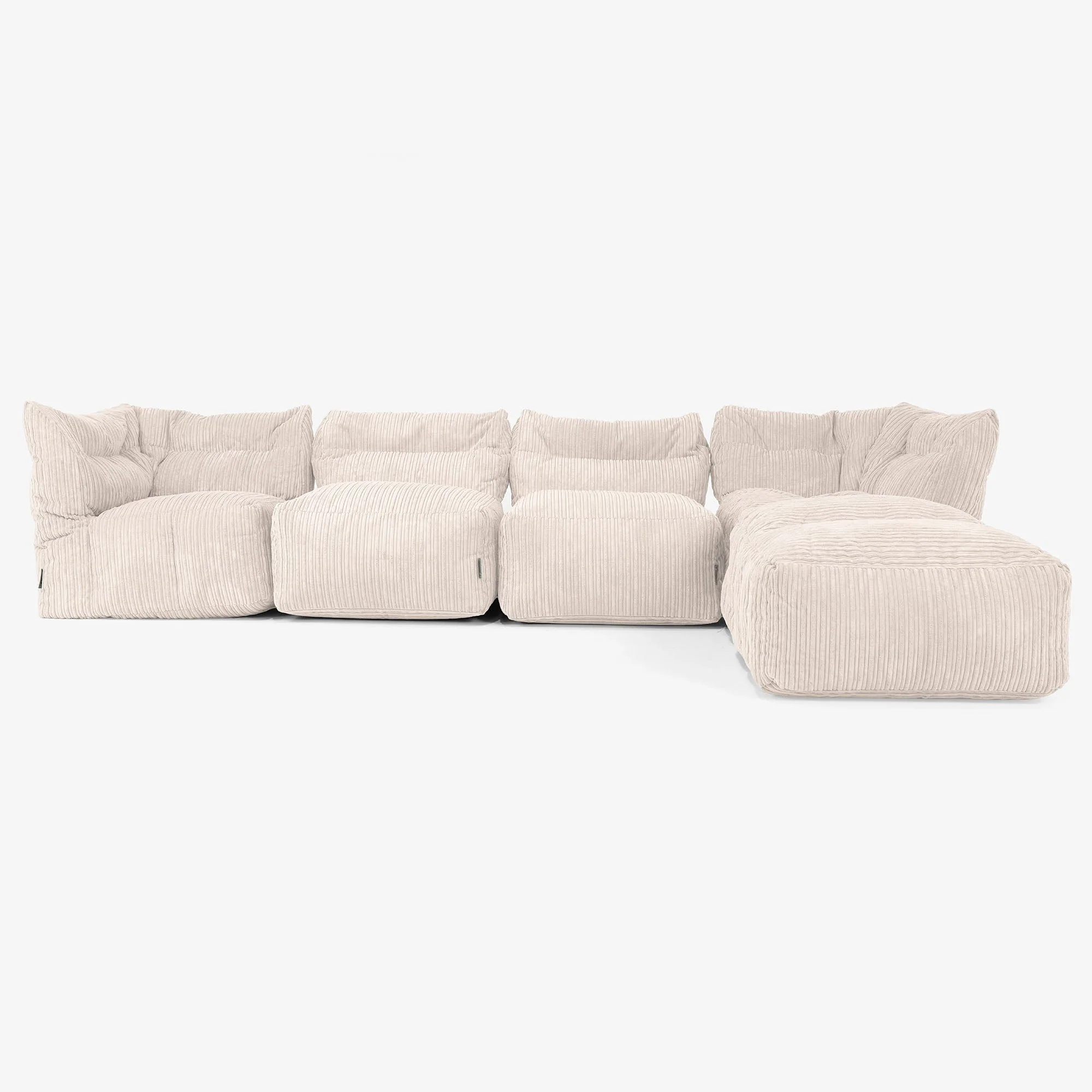 Modulsoffa 4-sits med Schäslong - Klassisk Manchestertyg Elfenbensvit