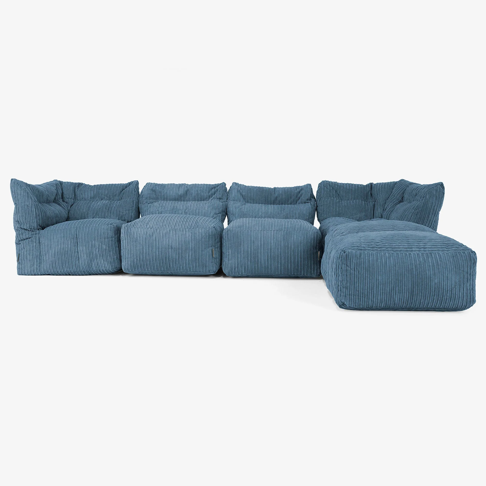 Modulsoffa 4-sits med Schäslong - Klassisk Manchestertyg Marinblå