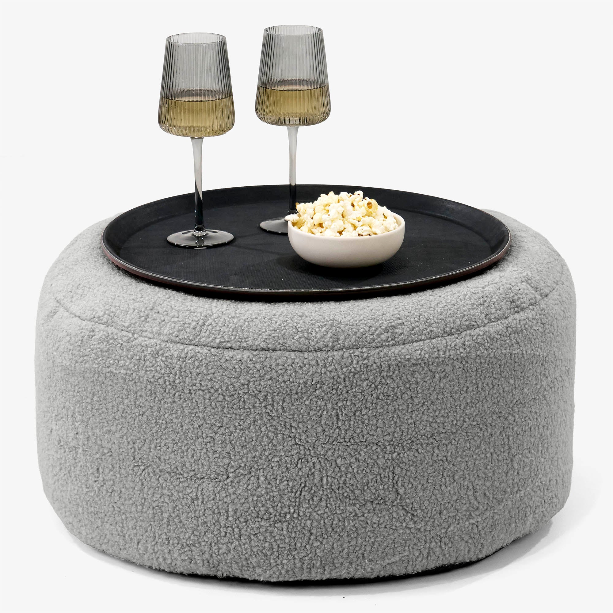 Ottomanpuff med Bricka - Boucle Grå