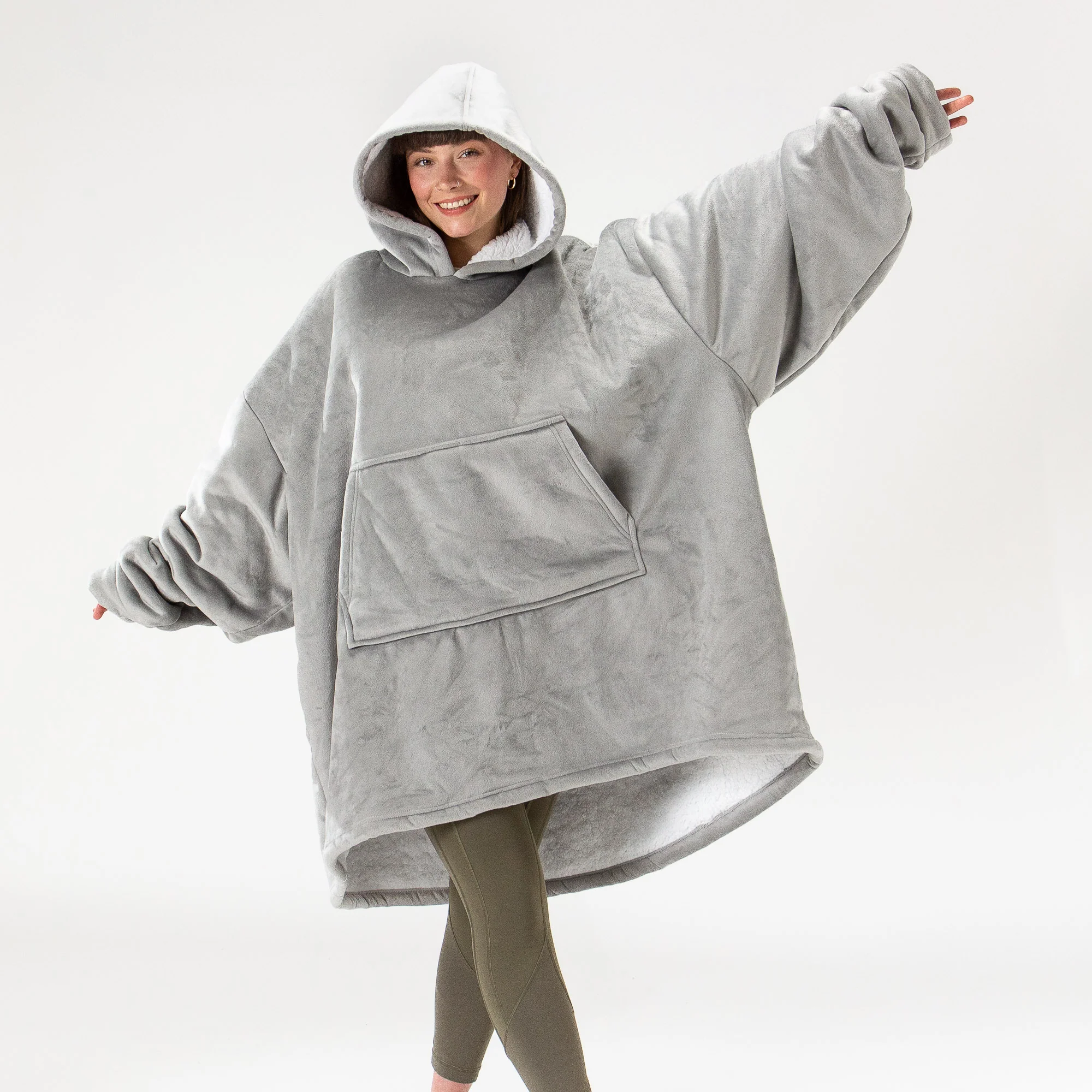 Oversized Hoodie-filt för Vuxna - Minky Grå - Image 2
