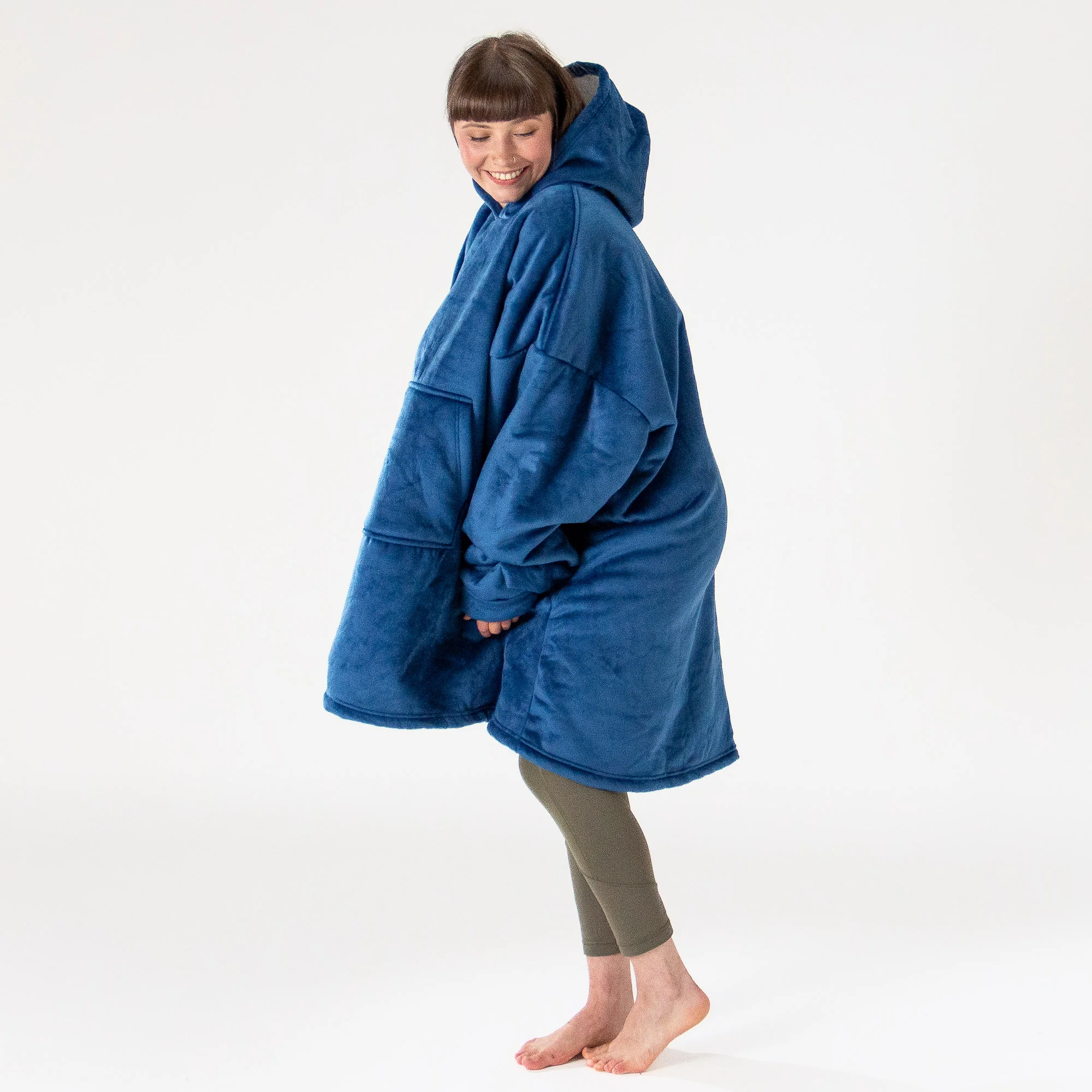 Oversized Hoodie-filt för Vuxna - Minky Mörkblå - Image 4