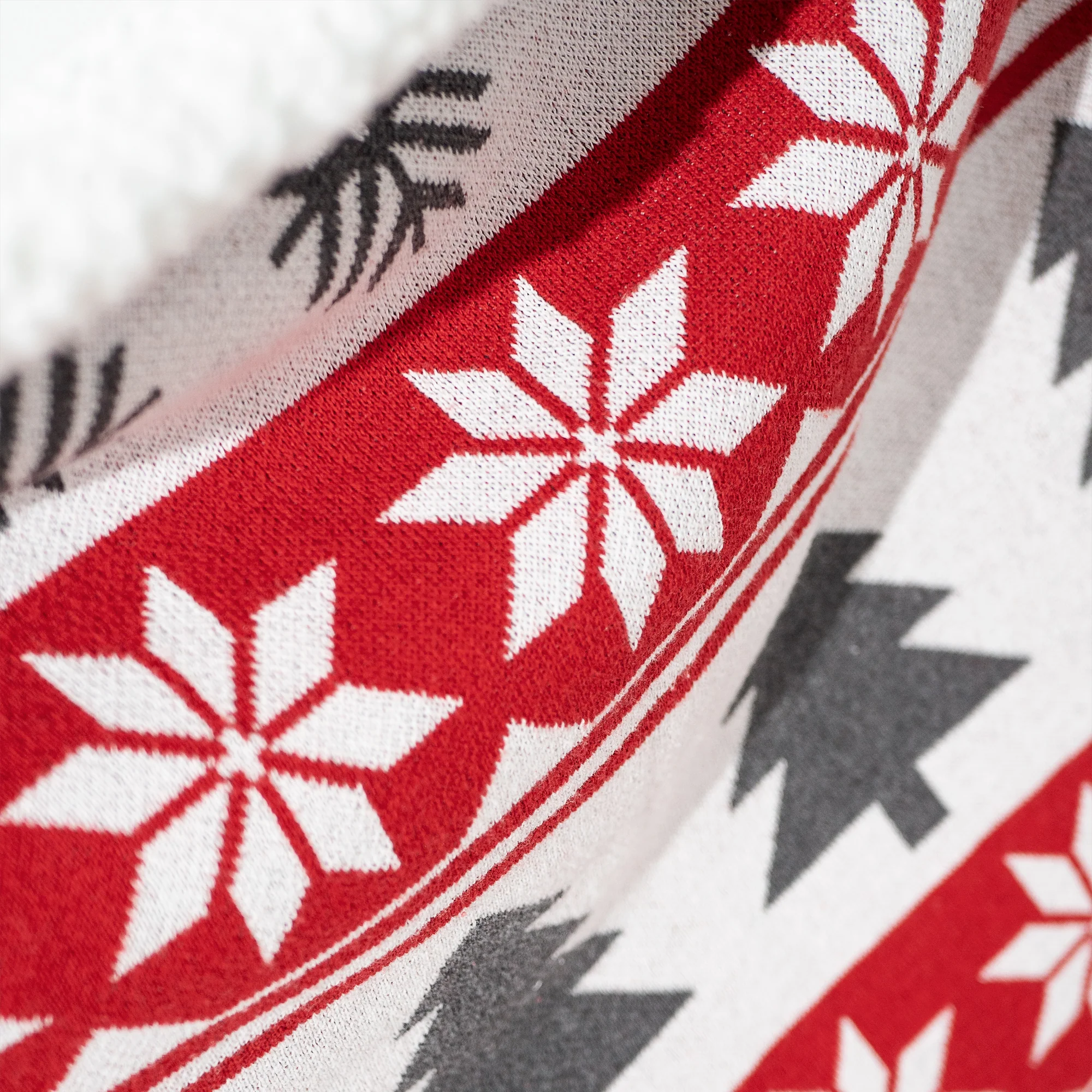 Pläd / Filt - Stickad Jul Fairisle Röd - Image 2