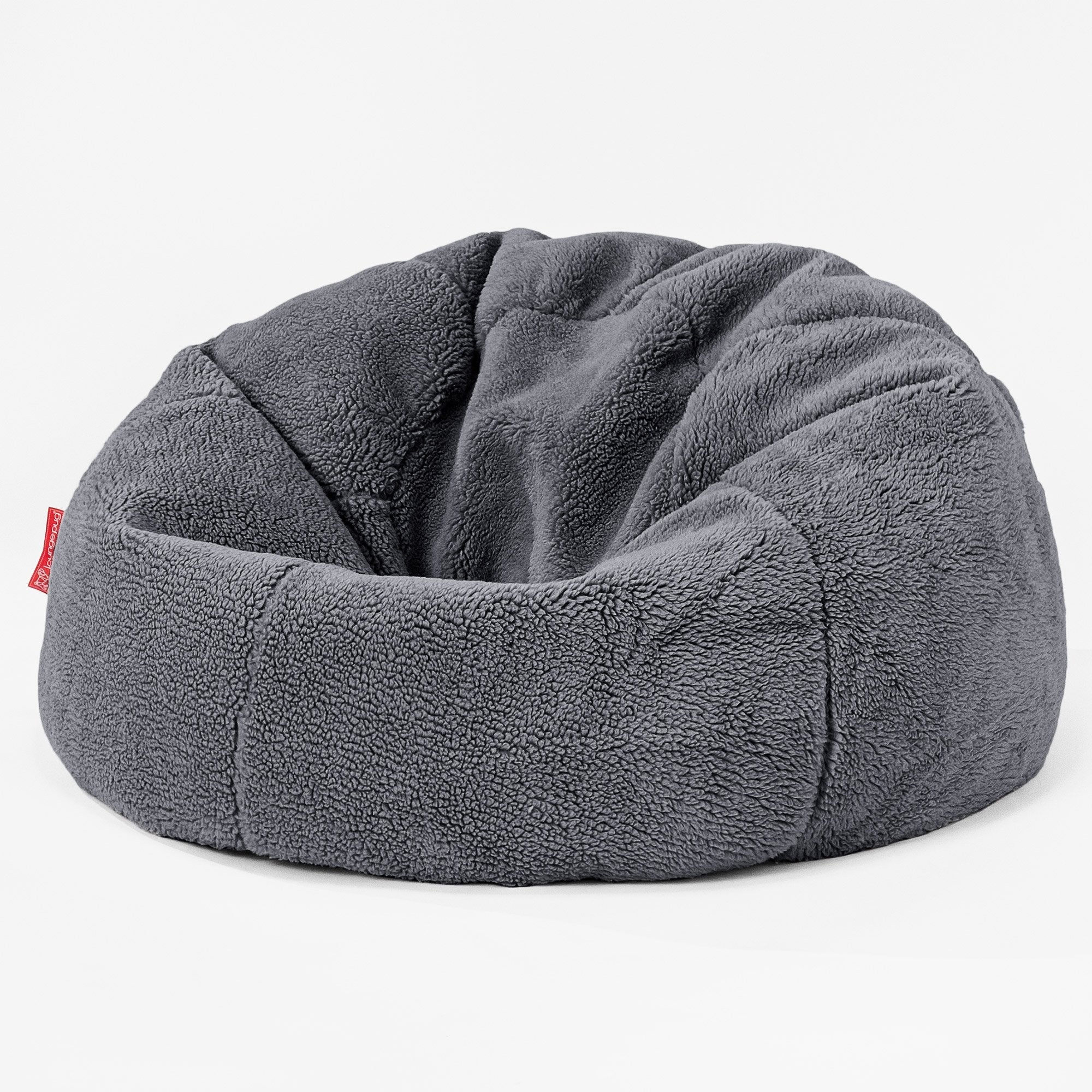Saccosäck Barn C200-L, CloudSac Memoryskum 2-12 år - Teddy-fuskpäls Mörkgrå
