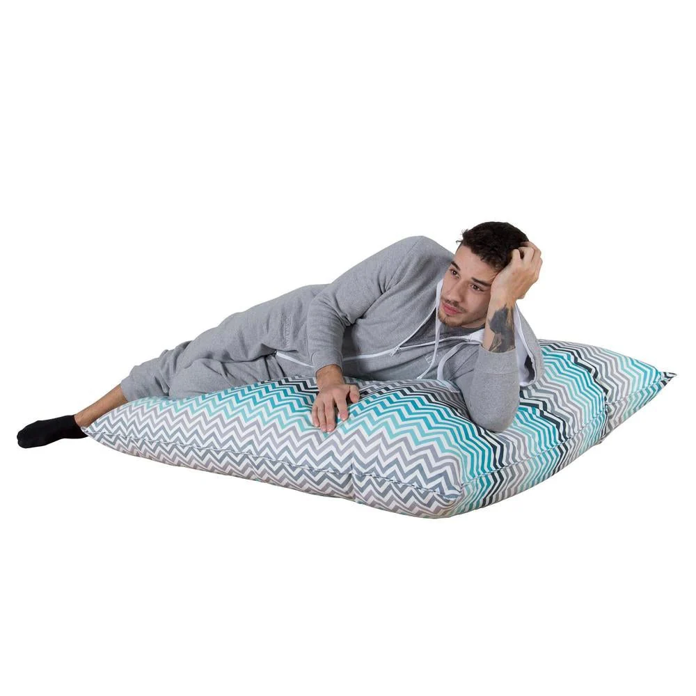 Saccosäck Kudde XXL - Geometriskt tryck Chevron Teal - Image 5