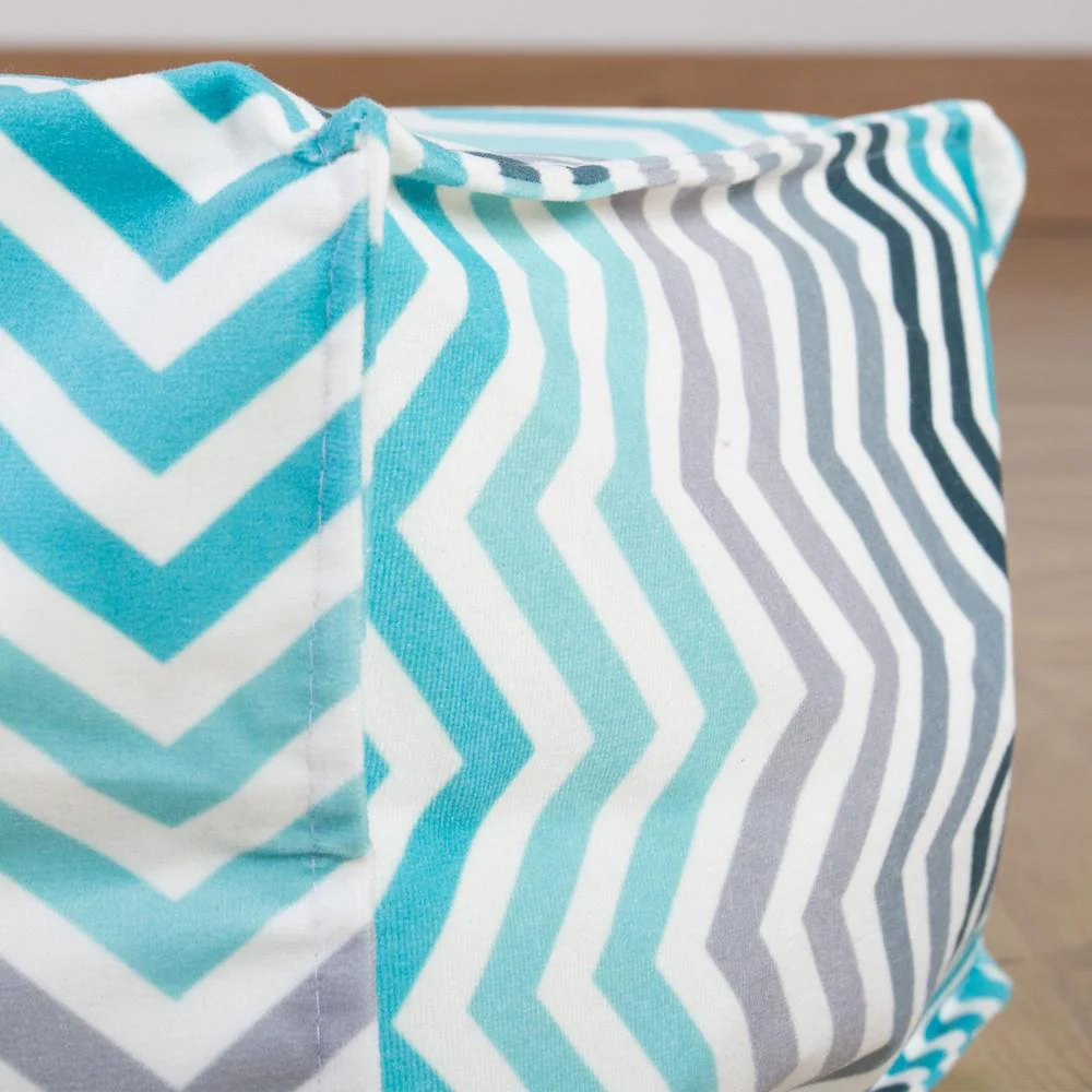 Saccosäck Kudde XXL - Geometriskt tryck Chevron Teal - Image 6