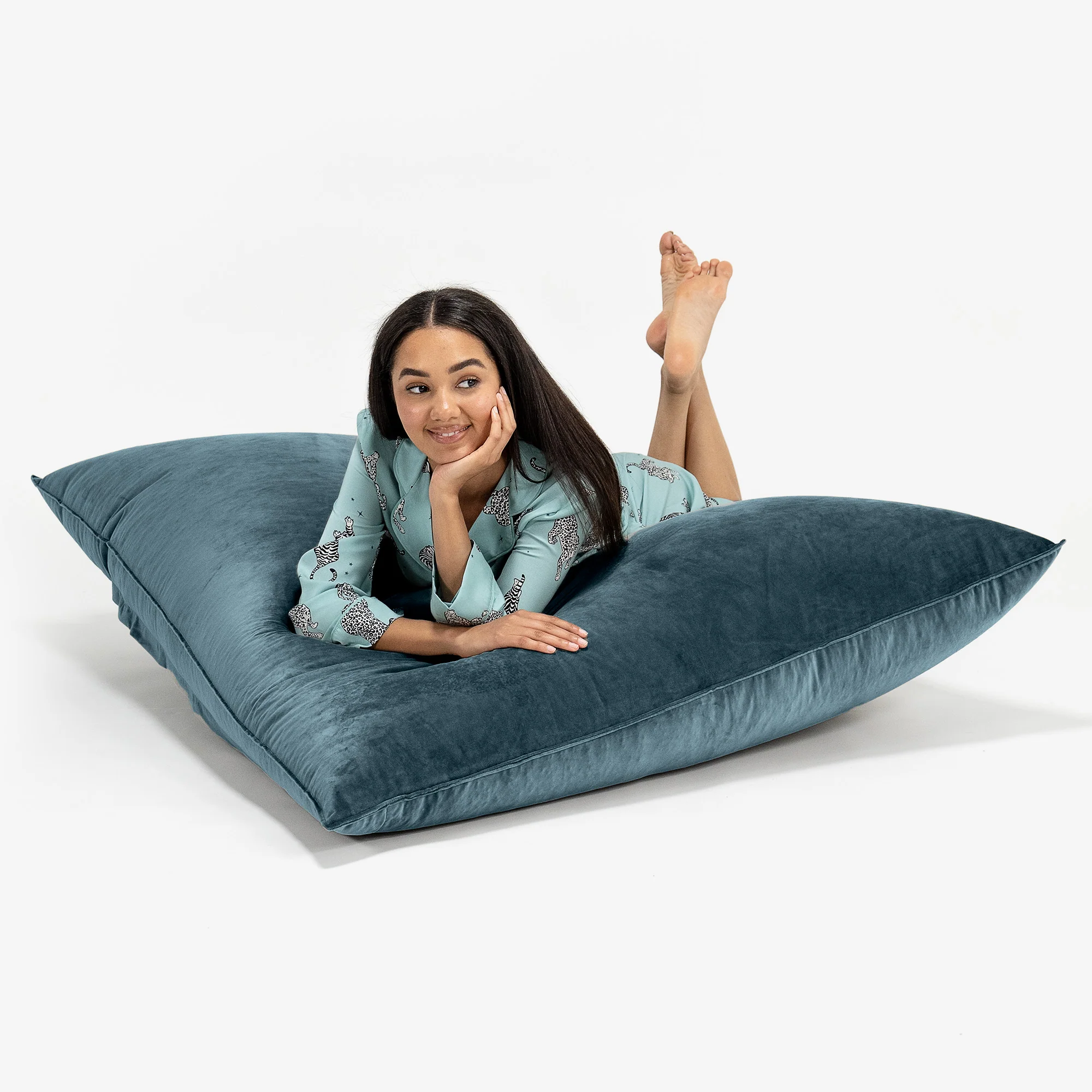 Saccosäck Kudde XXL - Sammet Teal - Image 3