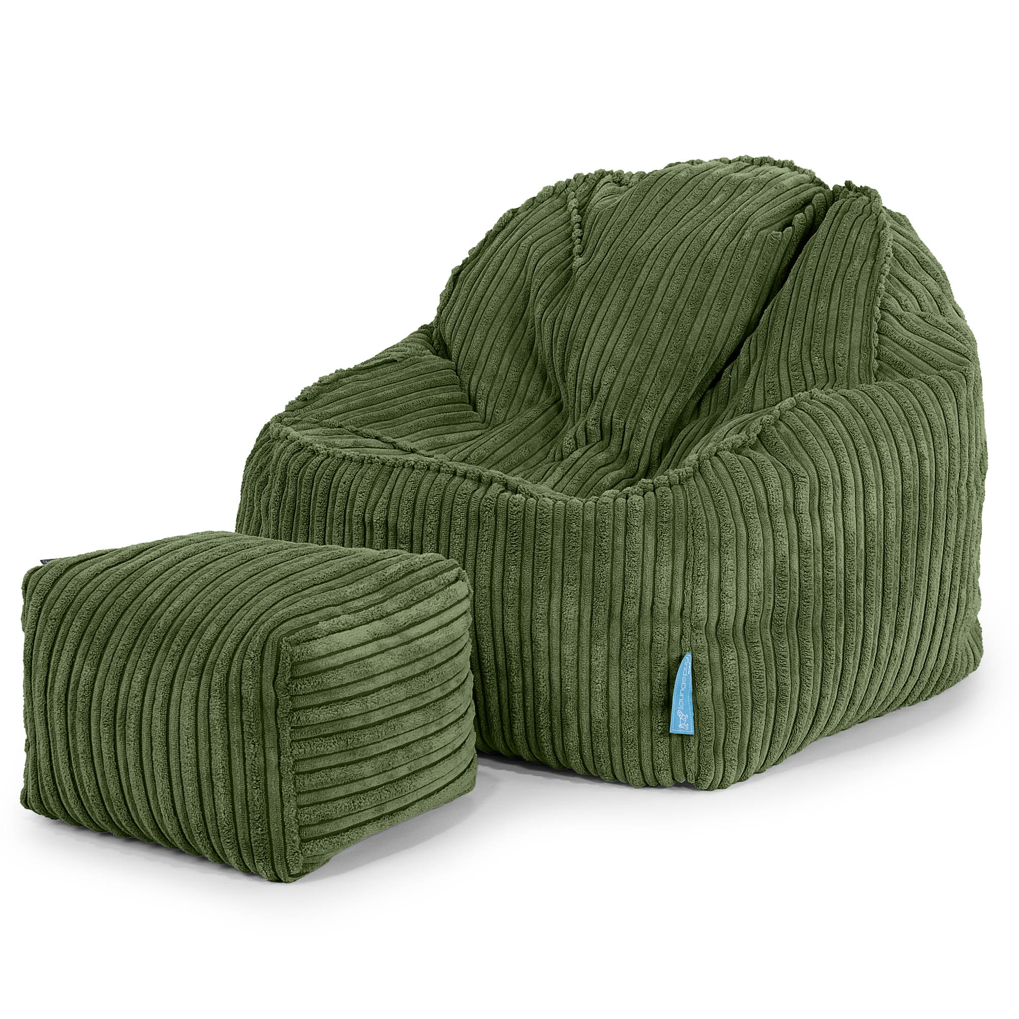 Sloucher Saccosäck för Barn 2-6 år - Klassisk Manchestertyg Skogsgrön - Image 3