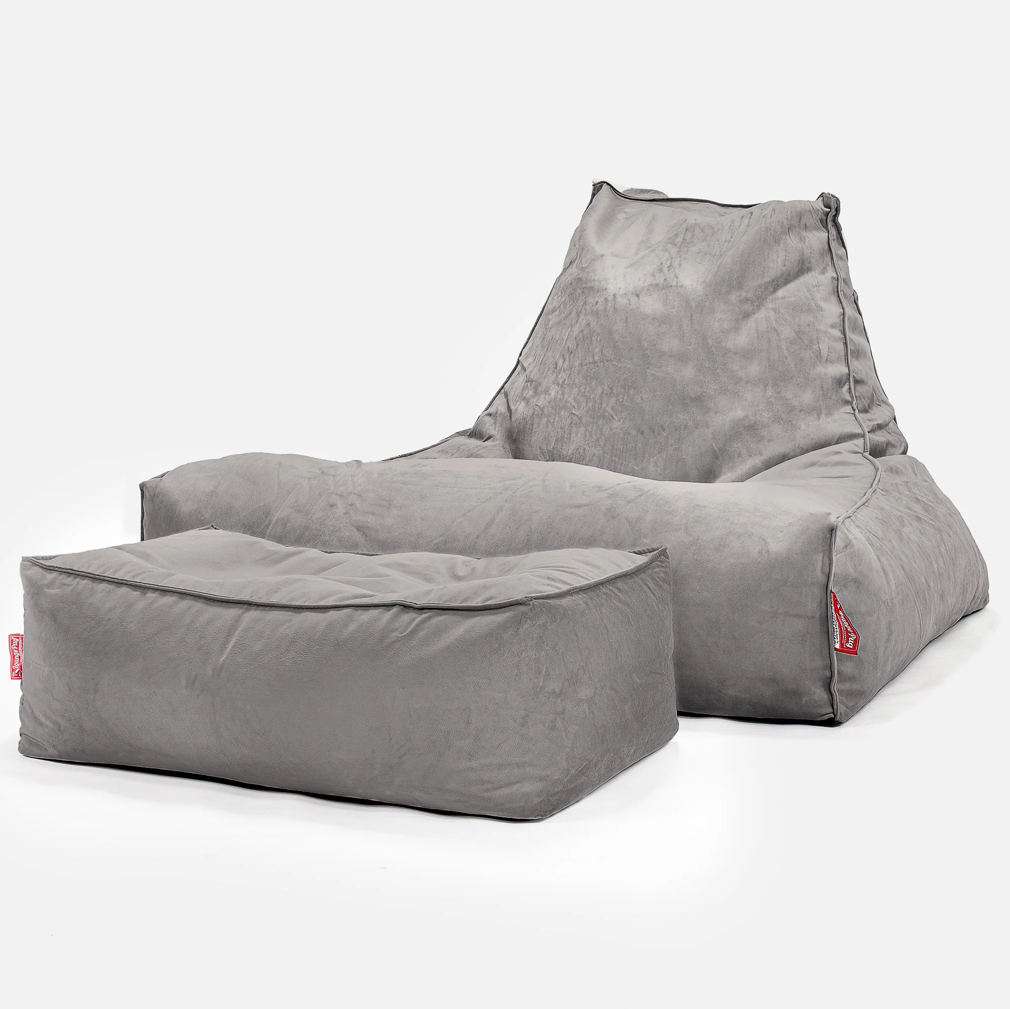 Soffa Lounge XXL Sittsäck - Sammet Silverfärgad - Image 2