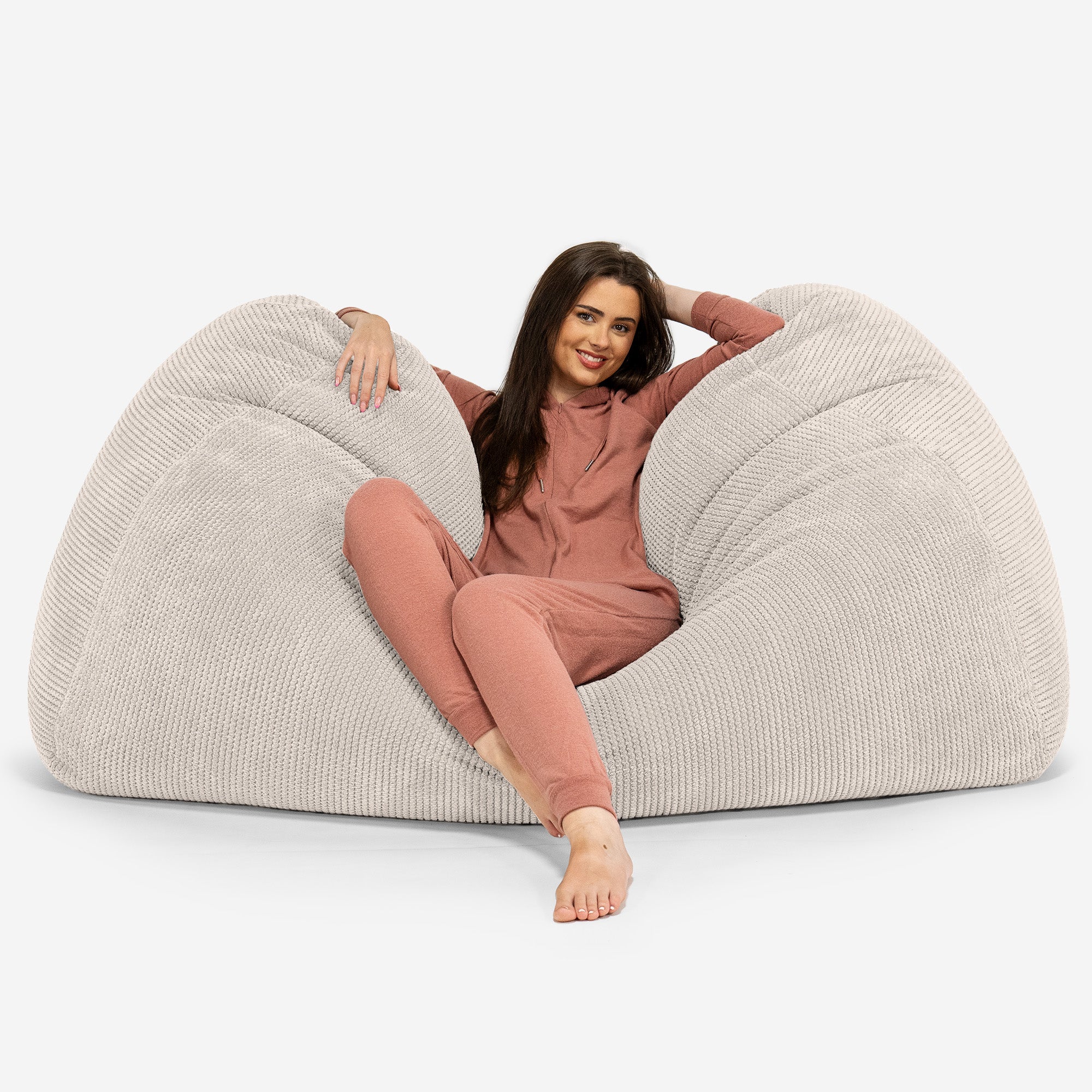 Stor Saccosäck Soffa - Pom-pom Elfenbensvit