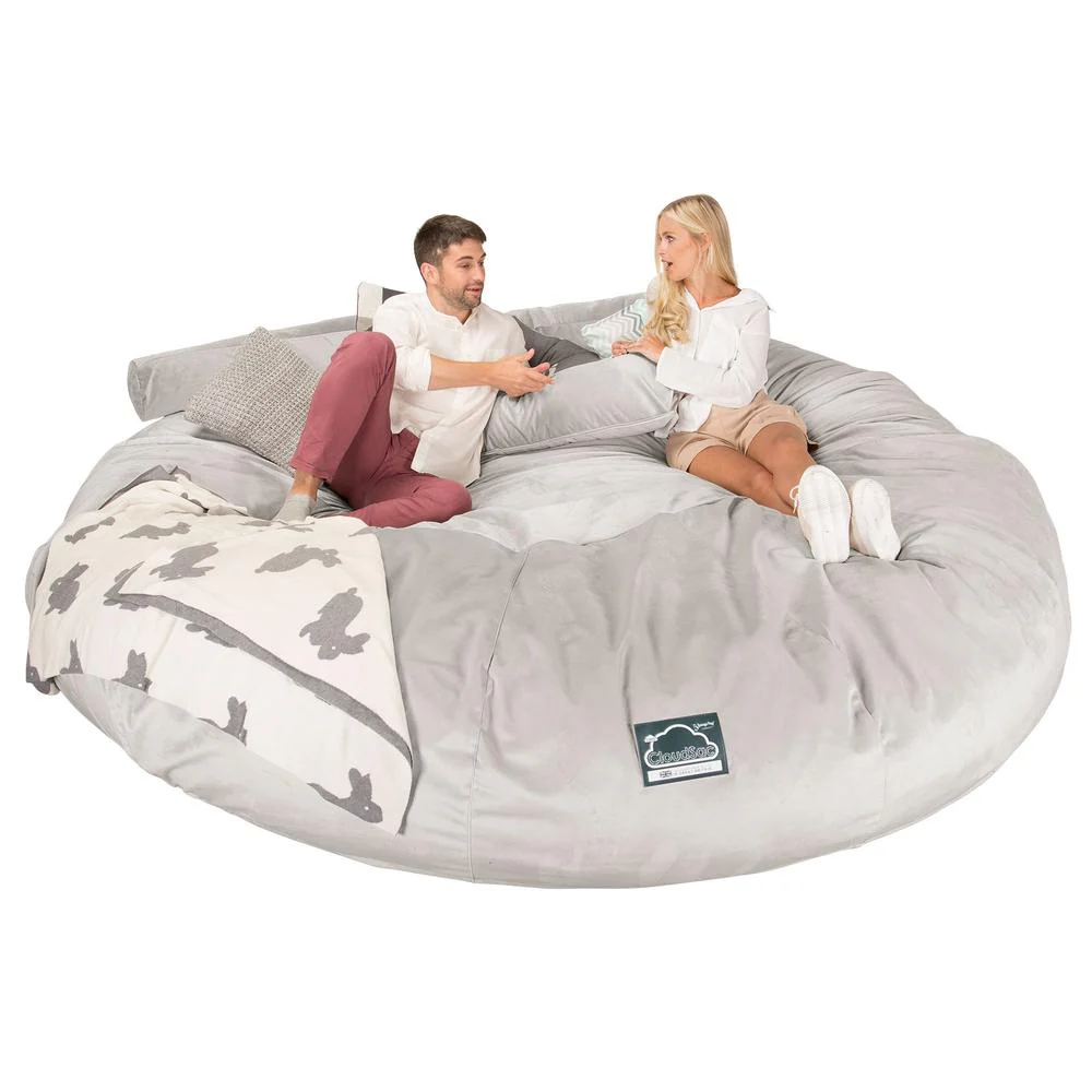 Titanic Saccosäcksoffa XXXXXL C5000-L, CloudSac Memoryskum - Sammet Silverfärgad - Image 3